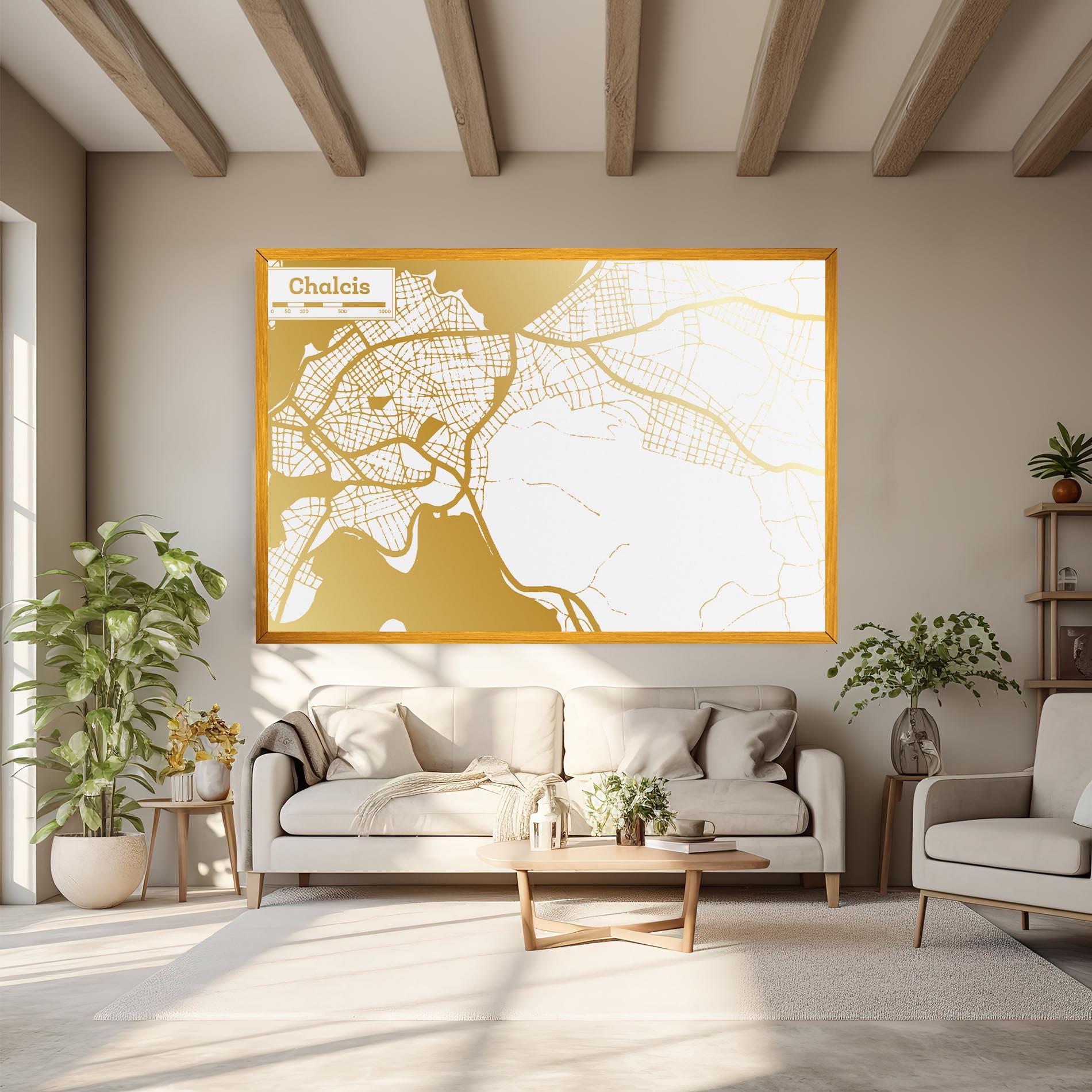 Vászonkép Chalcis Gold Map mockup 6