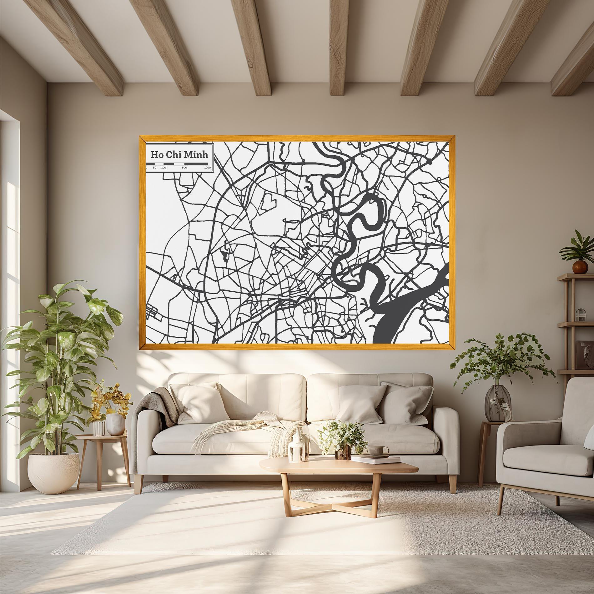 Vászonkép Ho Chi Minh Map mockup 6