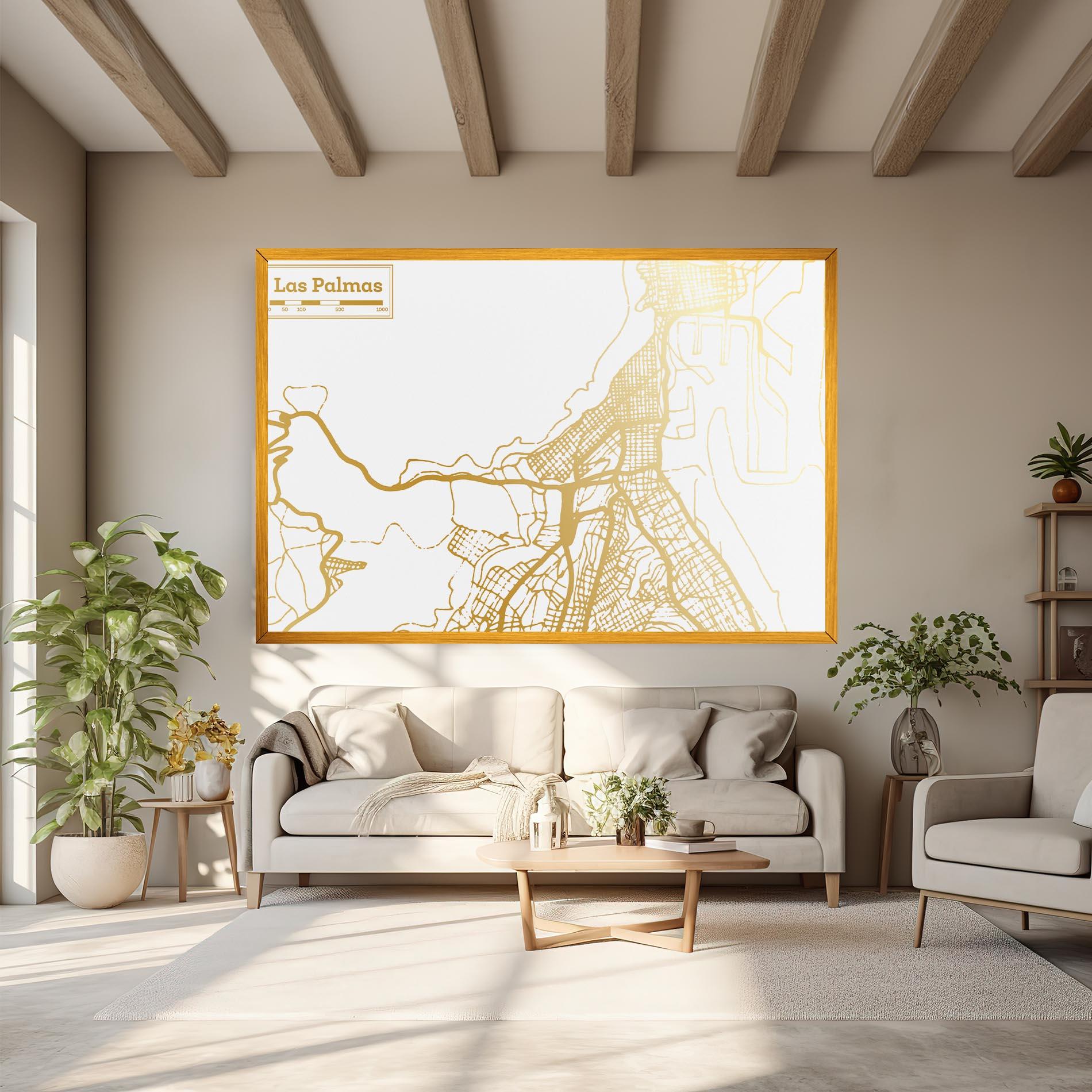 Vászonkép Las Palmas Gold Map mockup 6