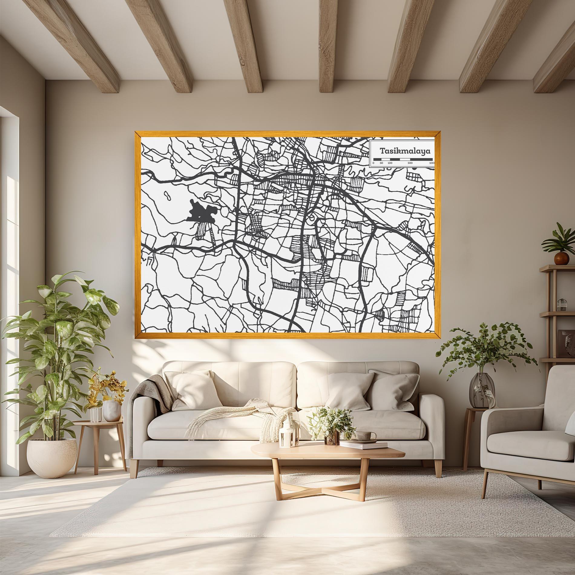 Vászonkép Tasikmalaya Map mockup 6