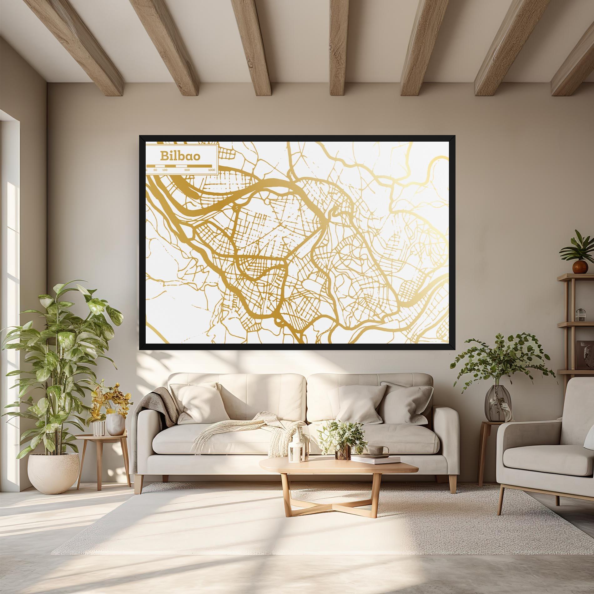 Vászonkép Bilbao Gold Map mockup 6