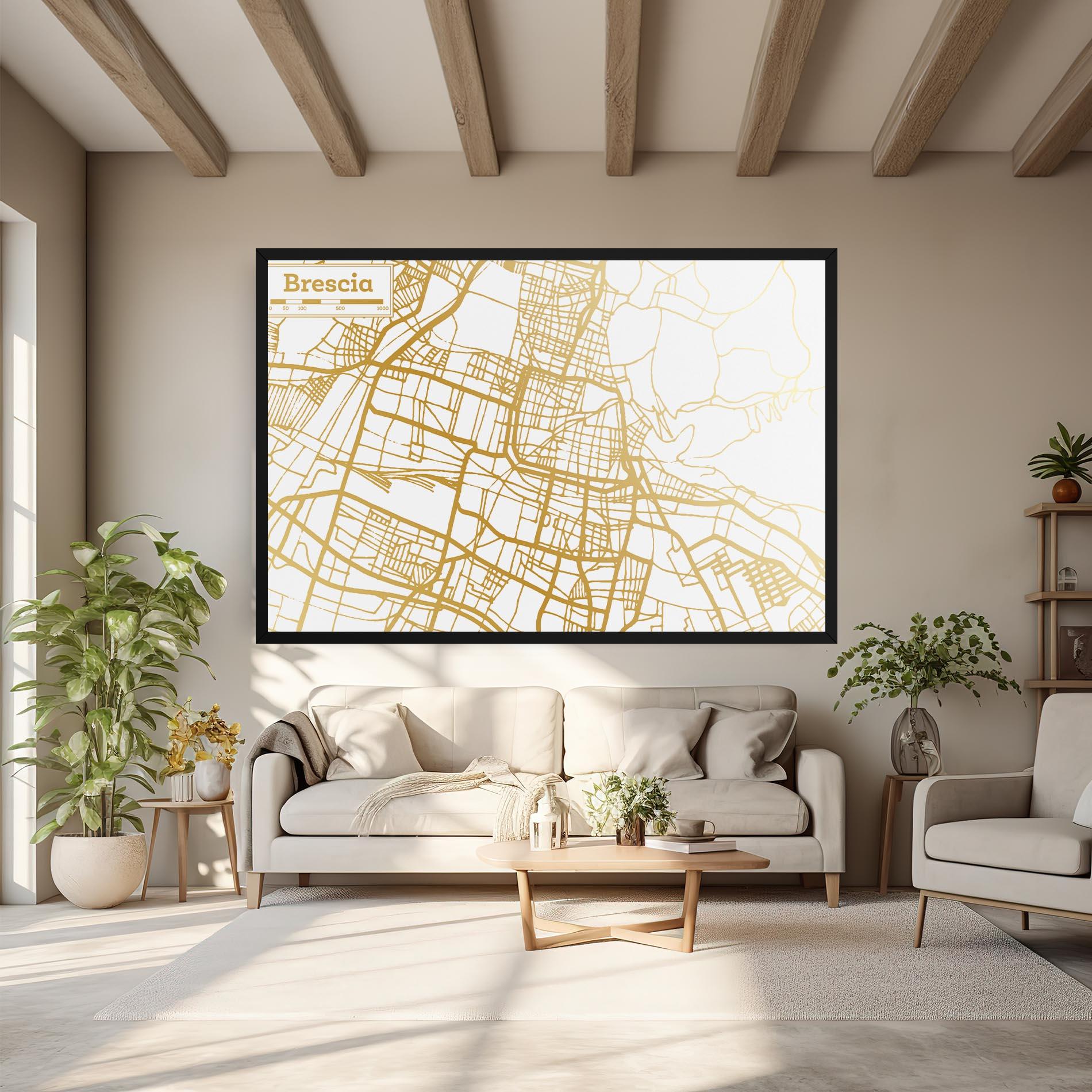 Vászonkép Brescia Gold Map mockup 6