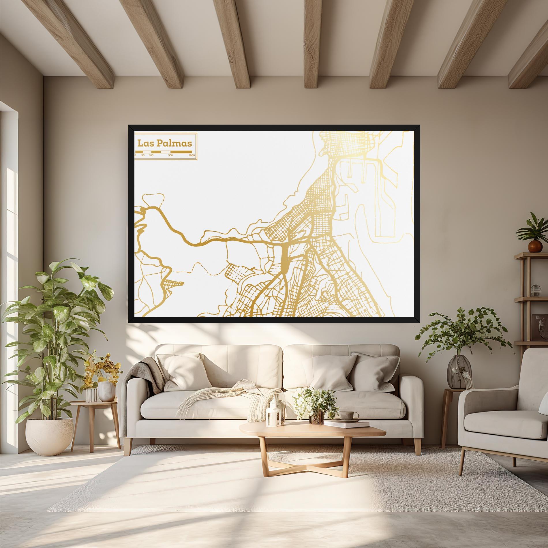 Vászonkép Las Palmas Gold Map mockup 6