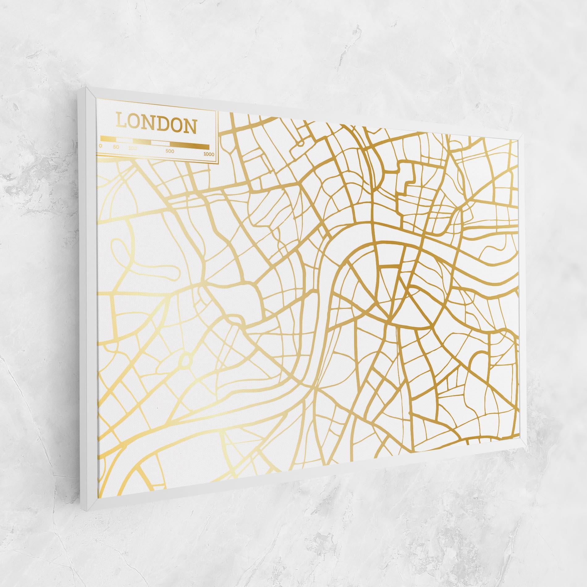 Vászonkép London Gold Map mockup 1