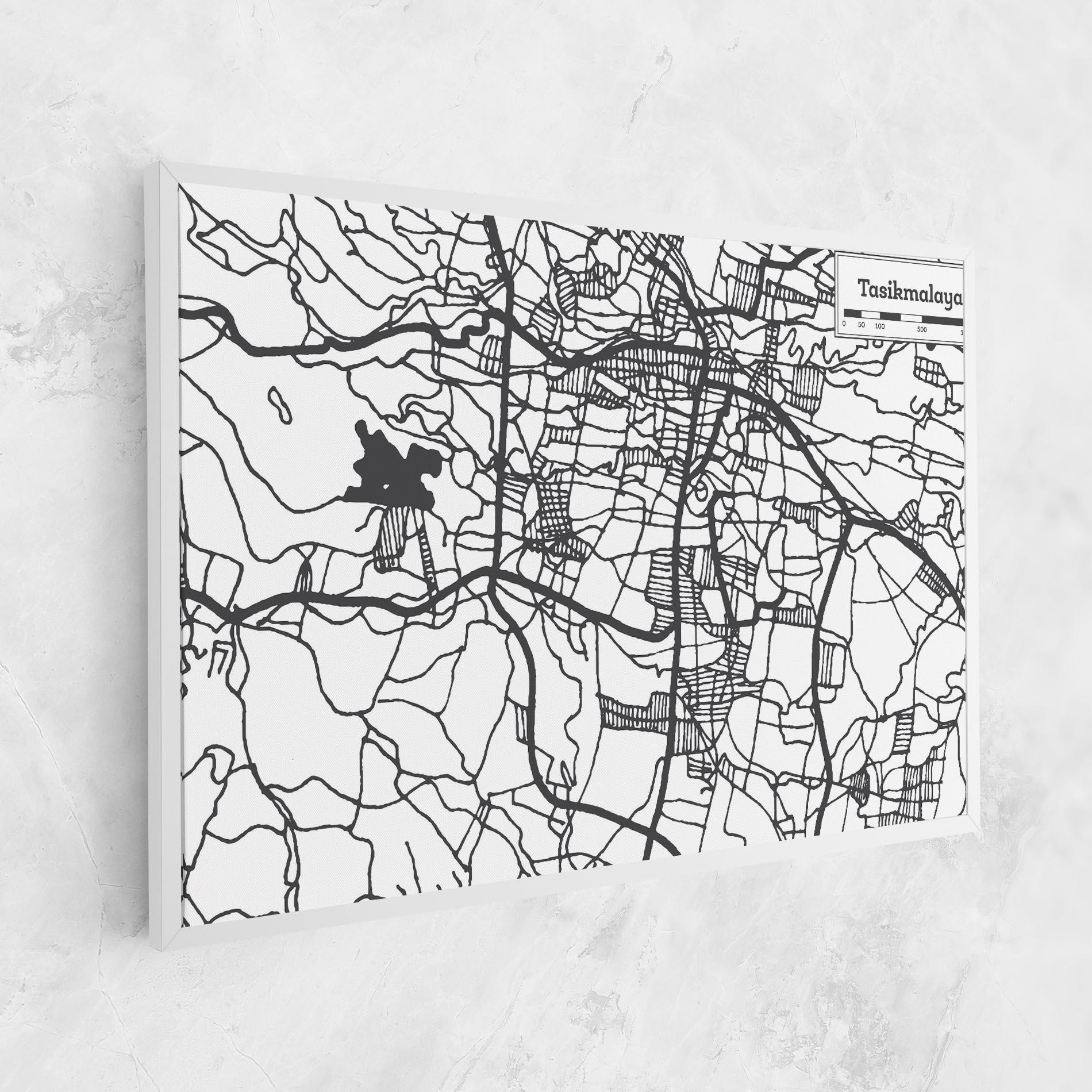 Vászonkép Tasikmalaya Map mockup 1