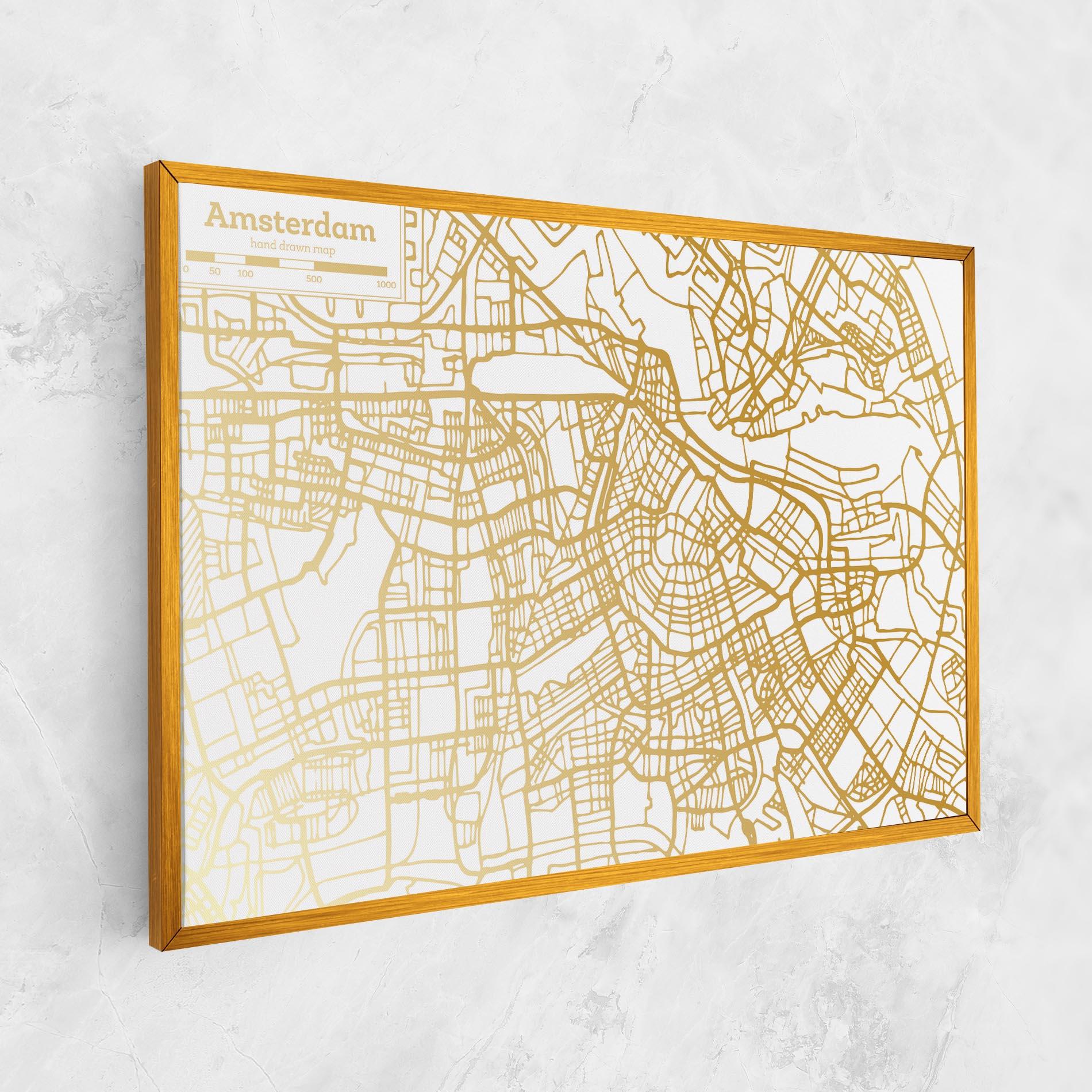 Vászonkép Amsterdam Gold Map mockup 1