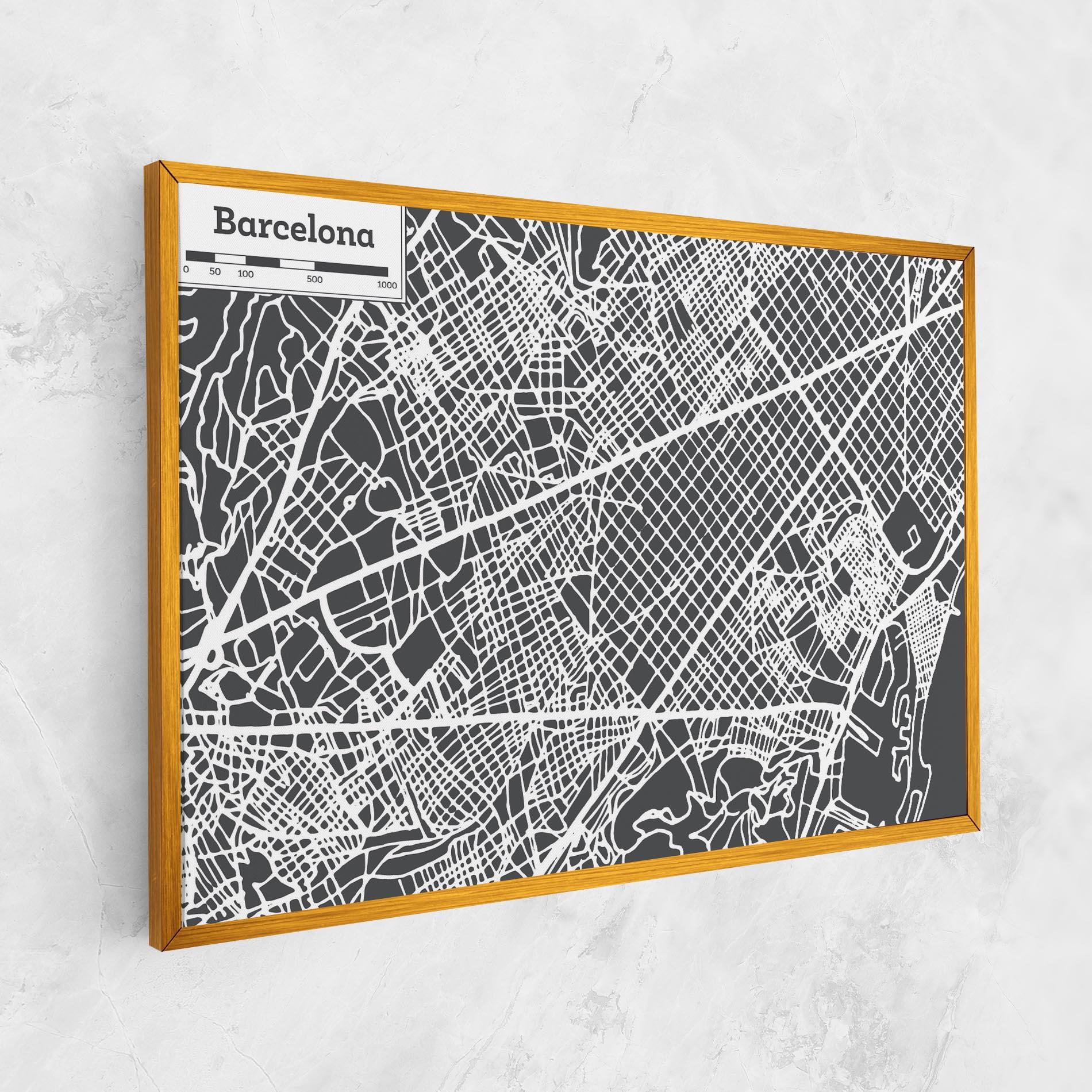 Vászonkép Barcelona Map mockup 1