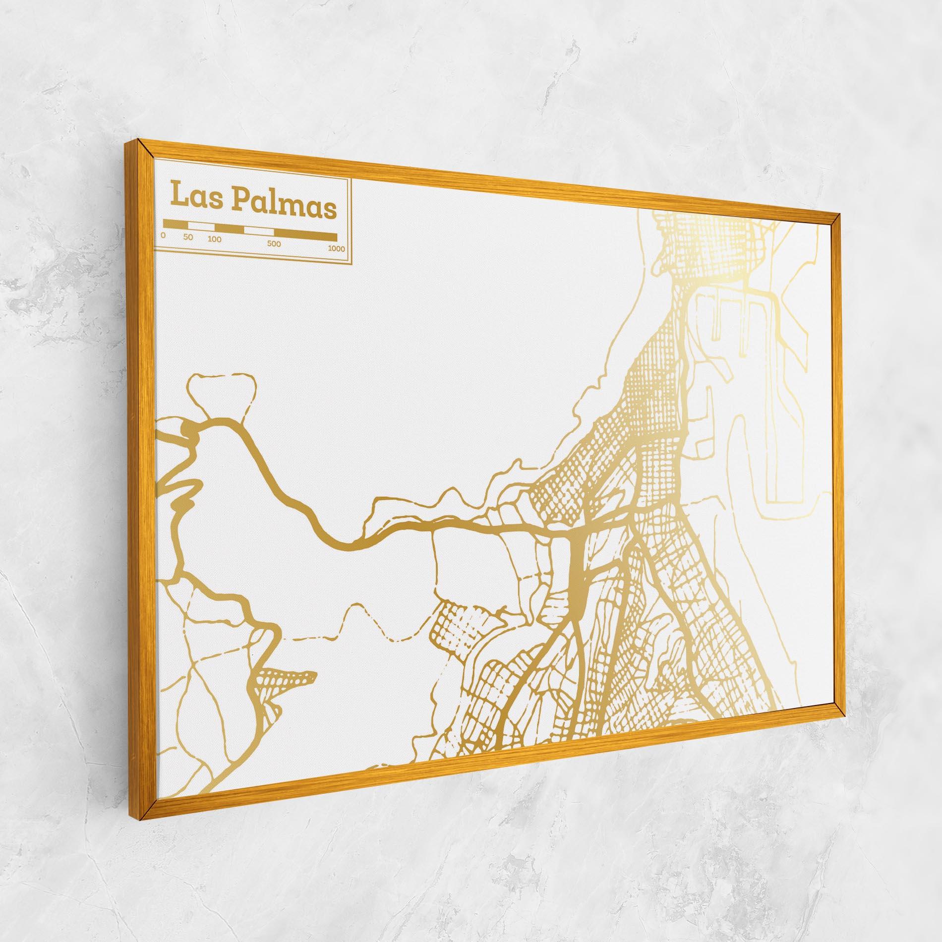 Vászonkép Las Palmas Gold Map mockup 1
