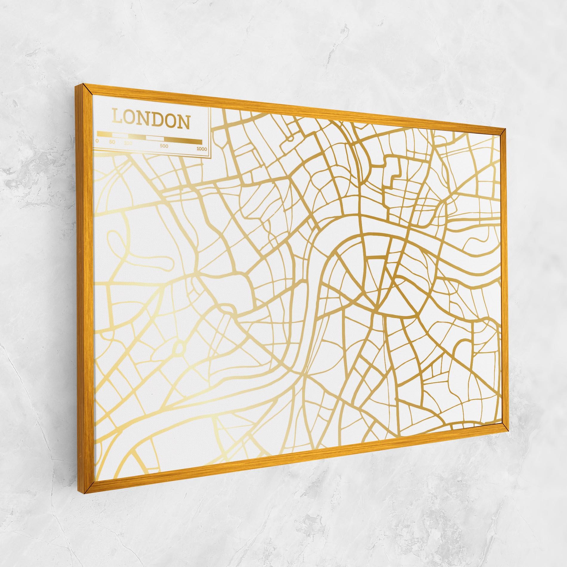 Vászonkép London Gold Map mockup 1