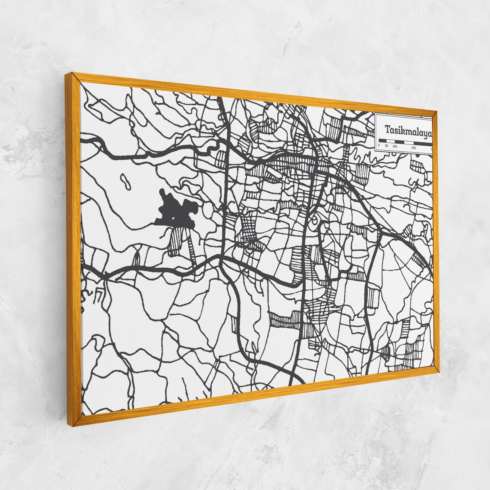 Vászonkép Tasikmalaya Map mockup 1