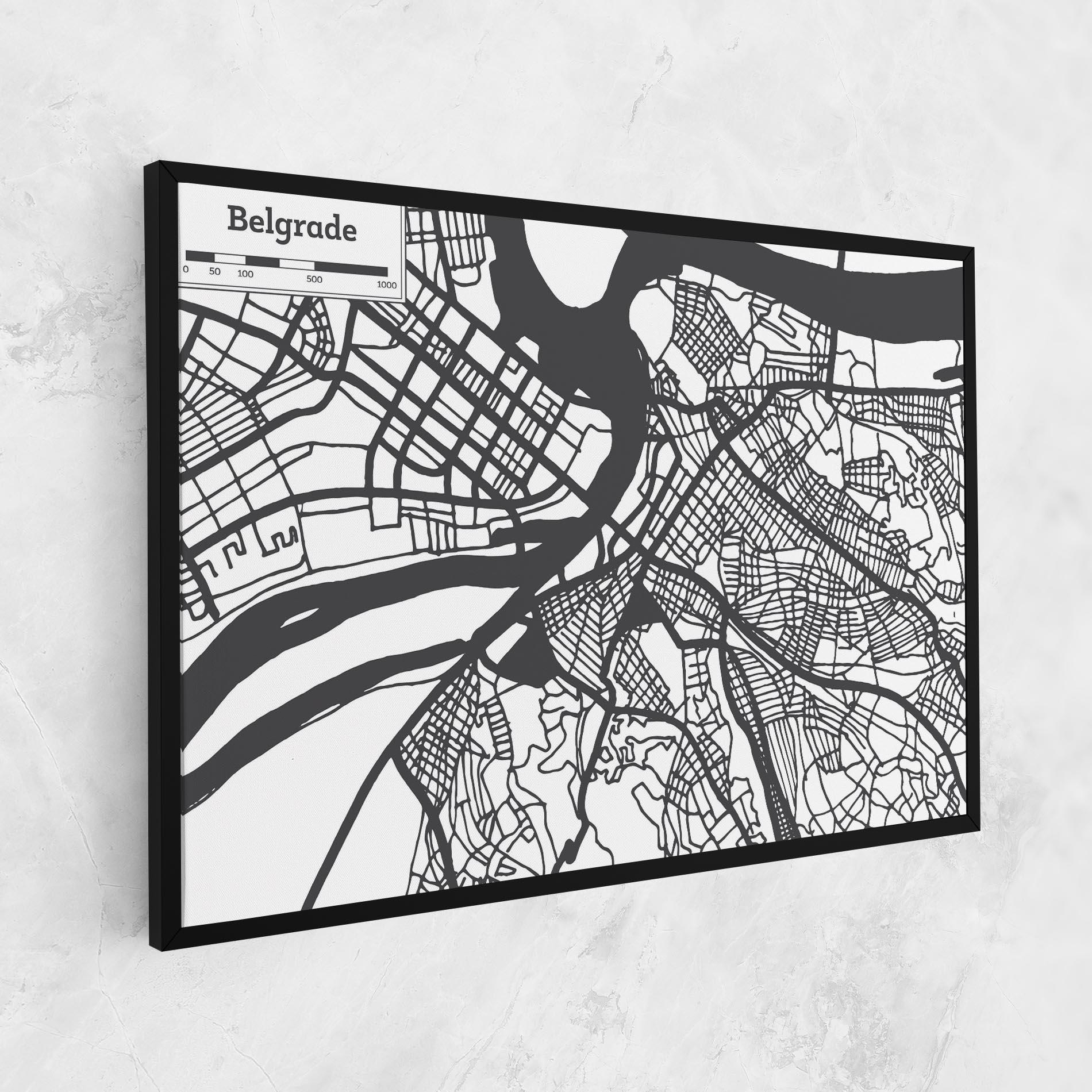 Vászonkép Belgrade Map mockup 1
