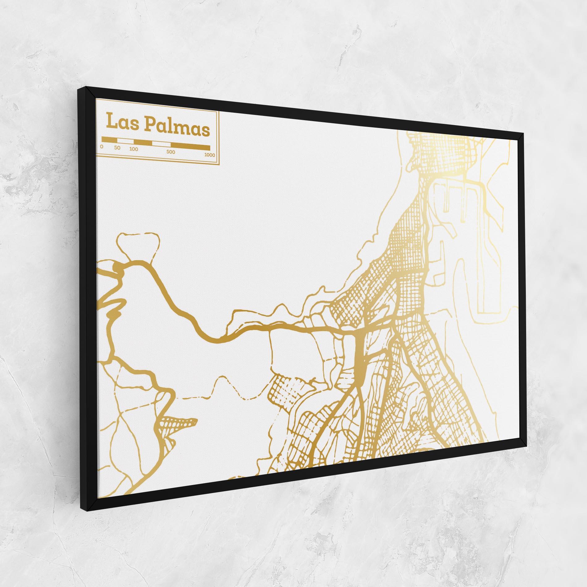 Vászonkép Las Palmas Gold Map mockup 1