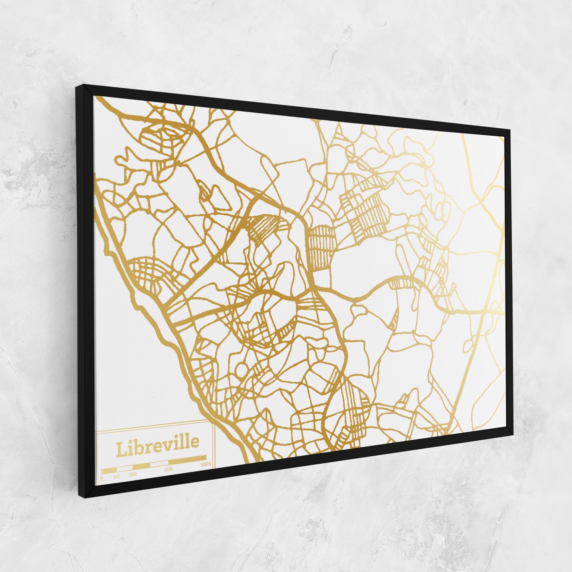 Vászonkép Libreville Gold Map mockup 1