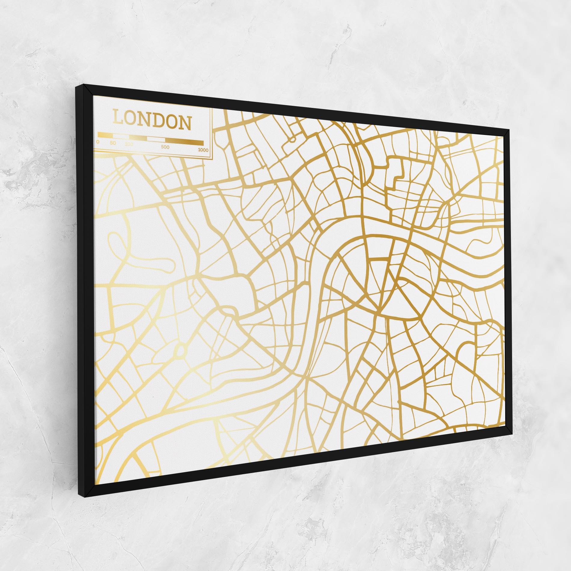 Vászonkép London Gold Map mockup 1