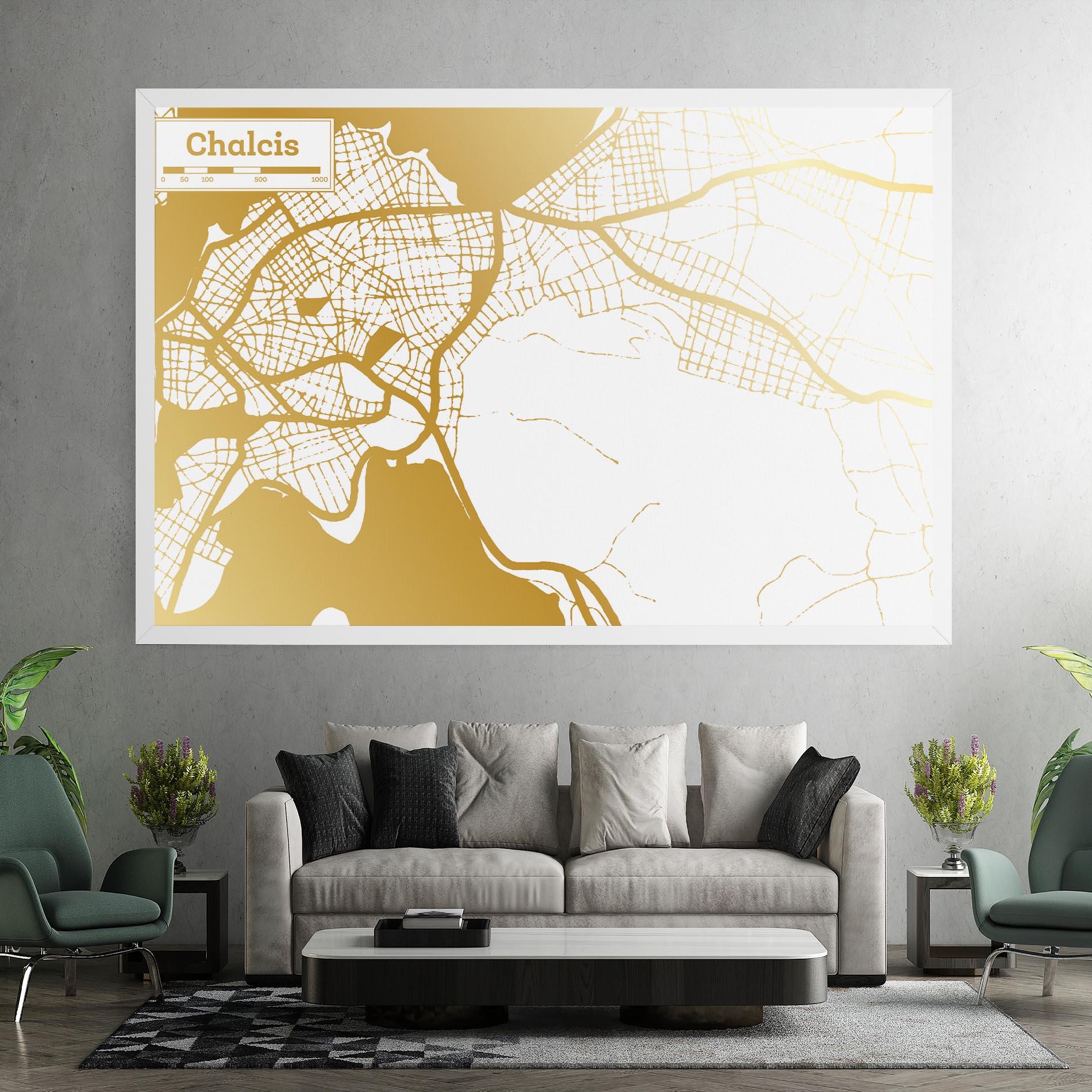 Vászonkép Chalcis Gold Map mockup 7