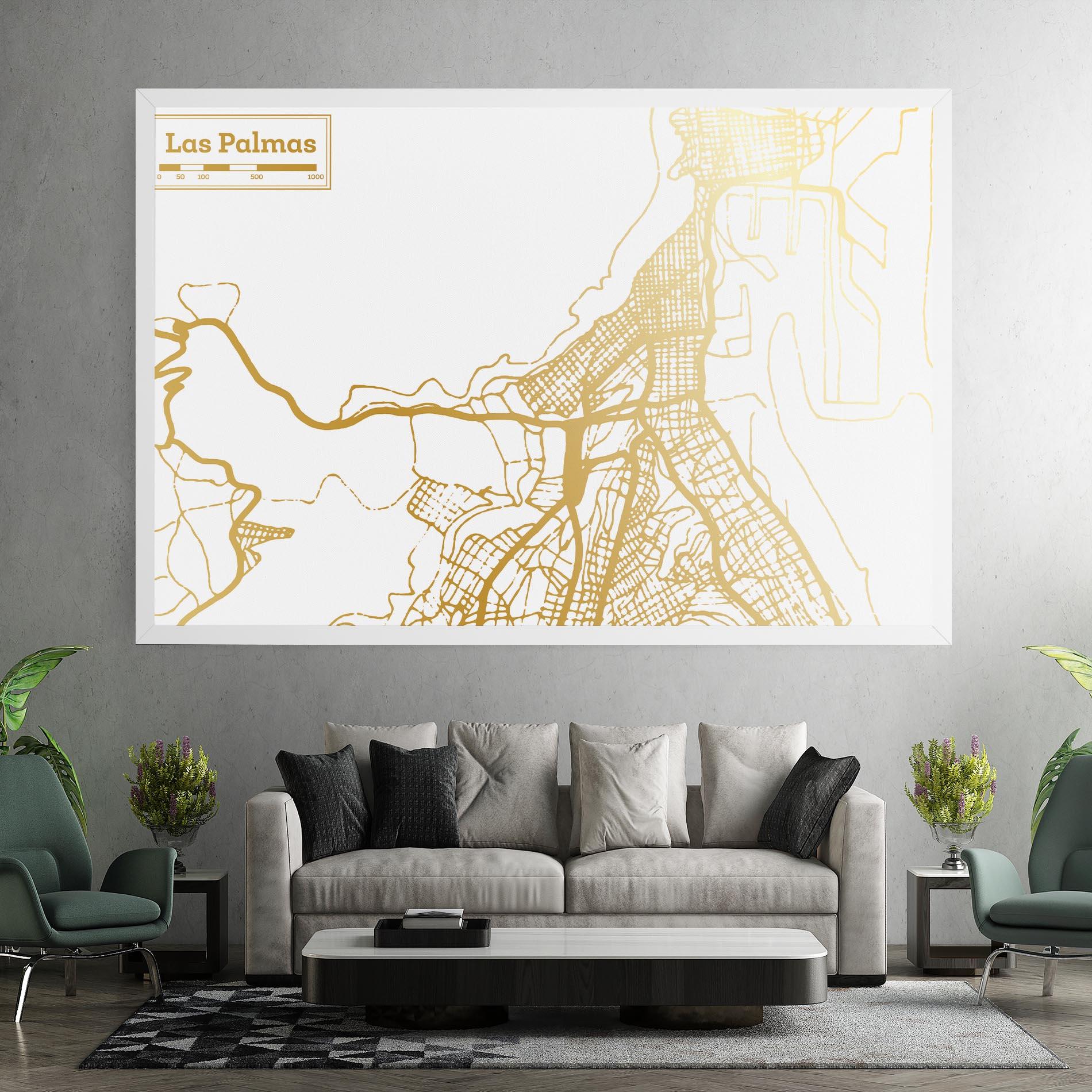 Vászonkép Las Palmas Gold Map mockup 7