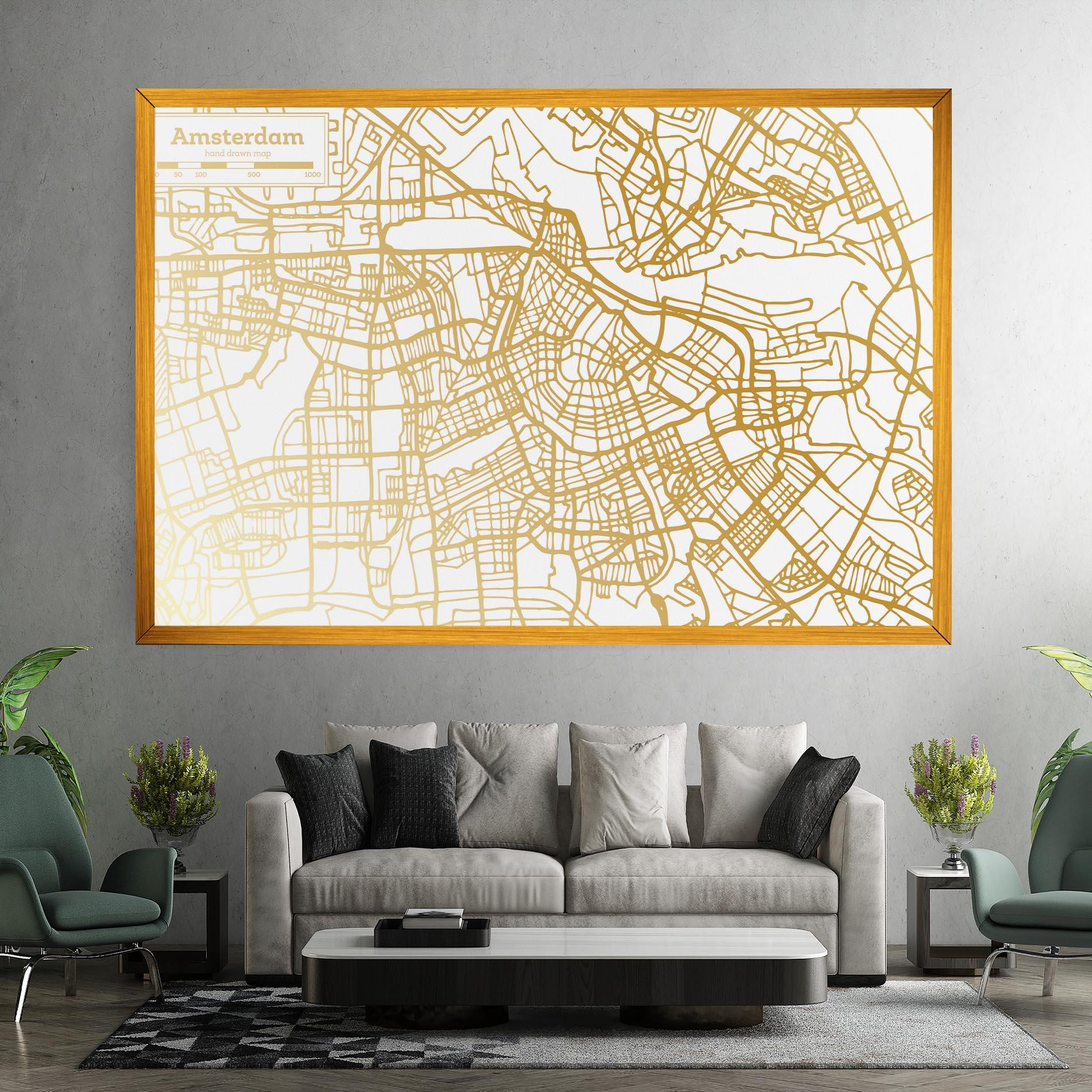 Vászonkép Amsterdam Gold Map mockup 7