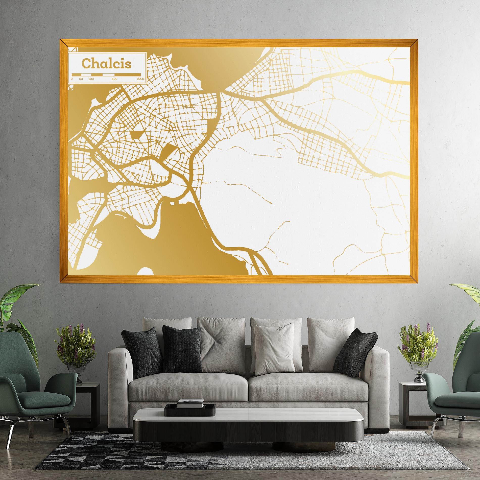 Vászonkép Chalcis Gold Map mockup 7