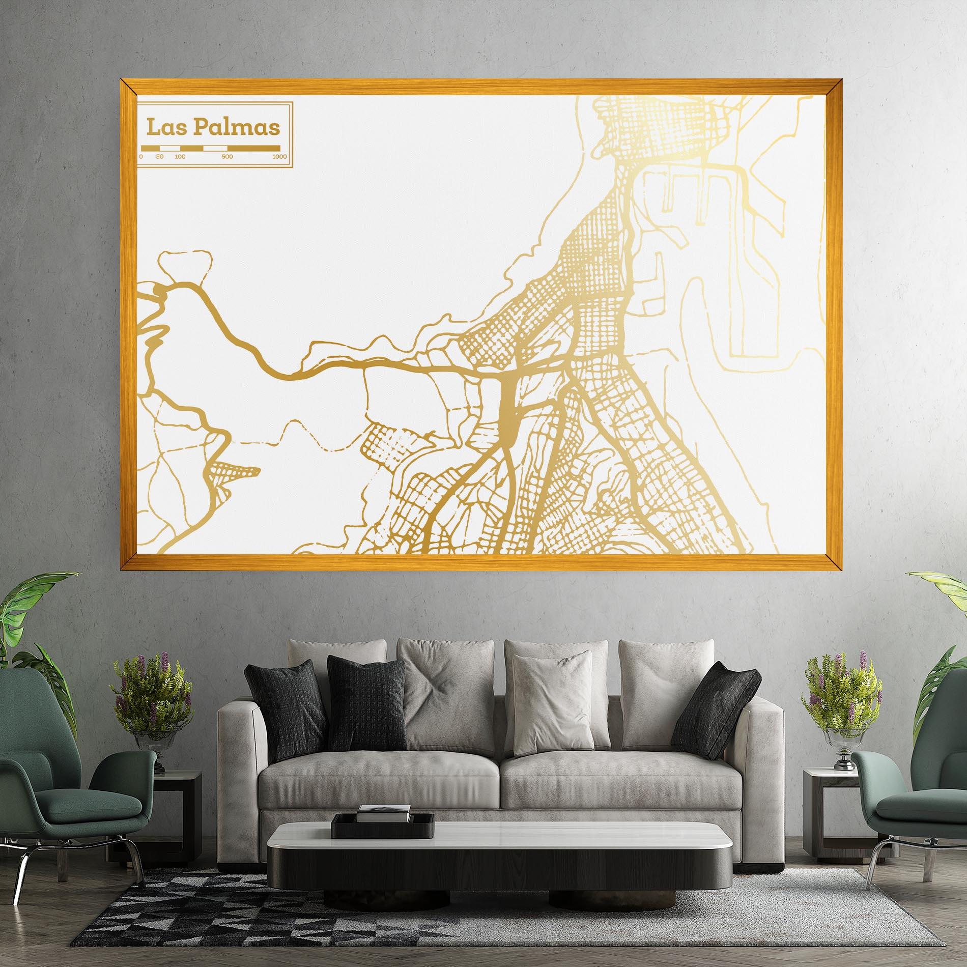 Vászonkép Las Palmas Gold Map mockup 7