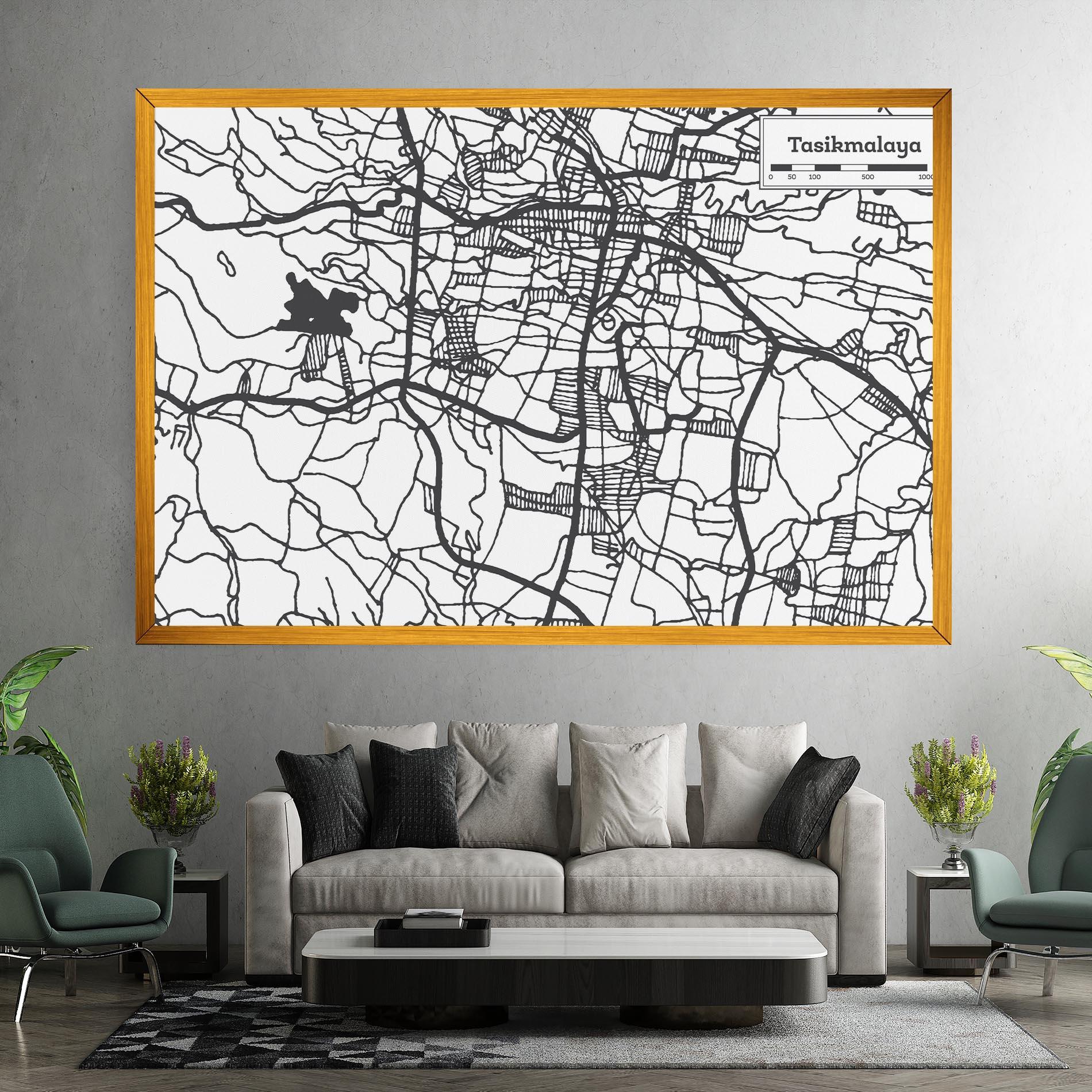 Vászonkép Tasikmalaya Map mockup 7