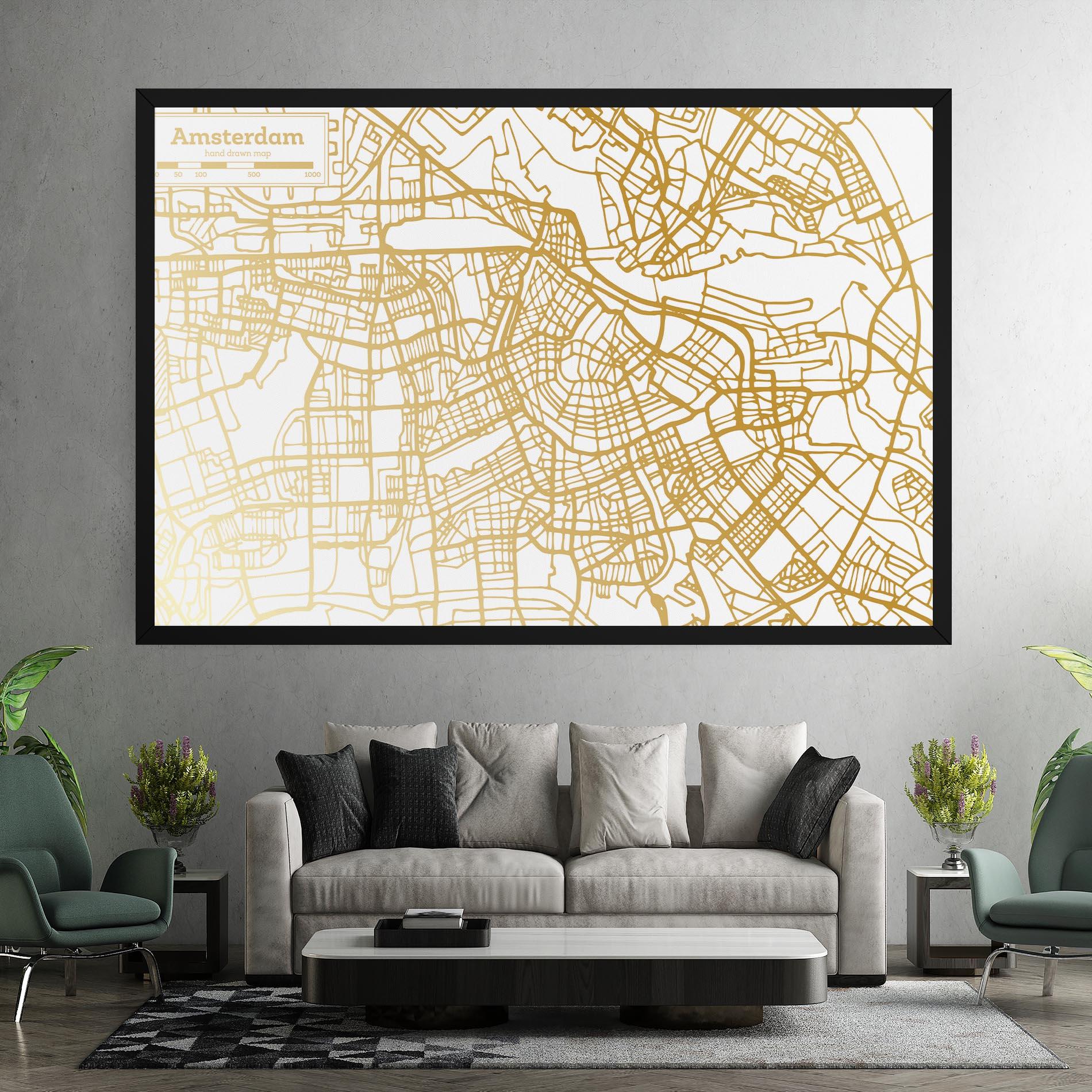 Vászonkép Amsterdam Gold Map mockup 7