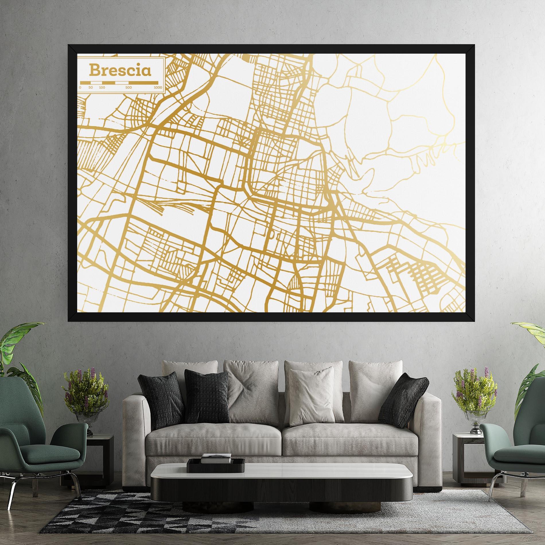 Vászonkép Brescia Gold Map mockup 7