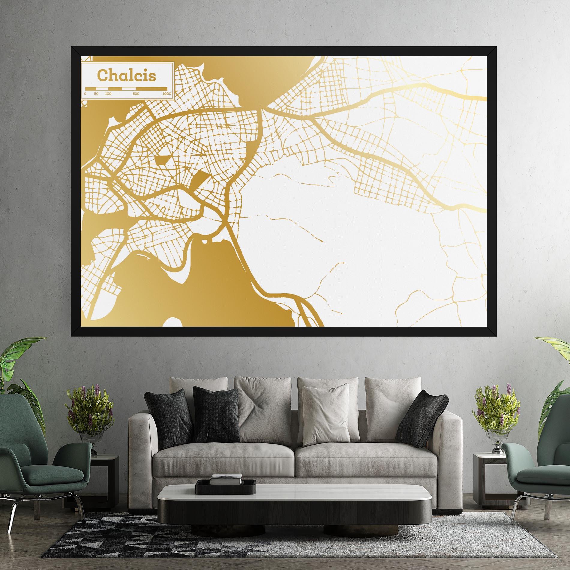 Vászonkép Chalcis Gold Map mockup 7
