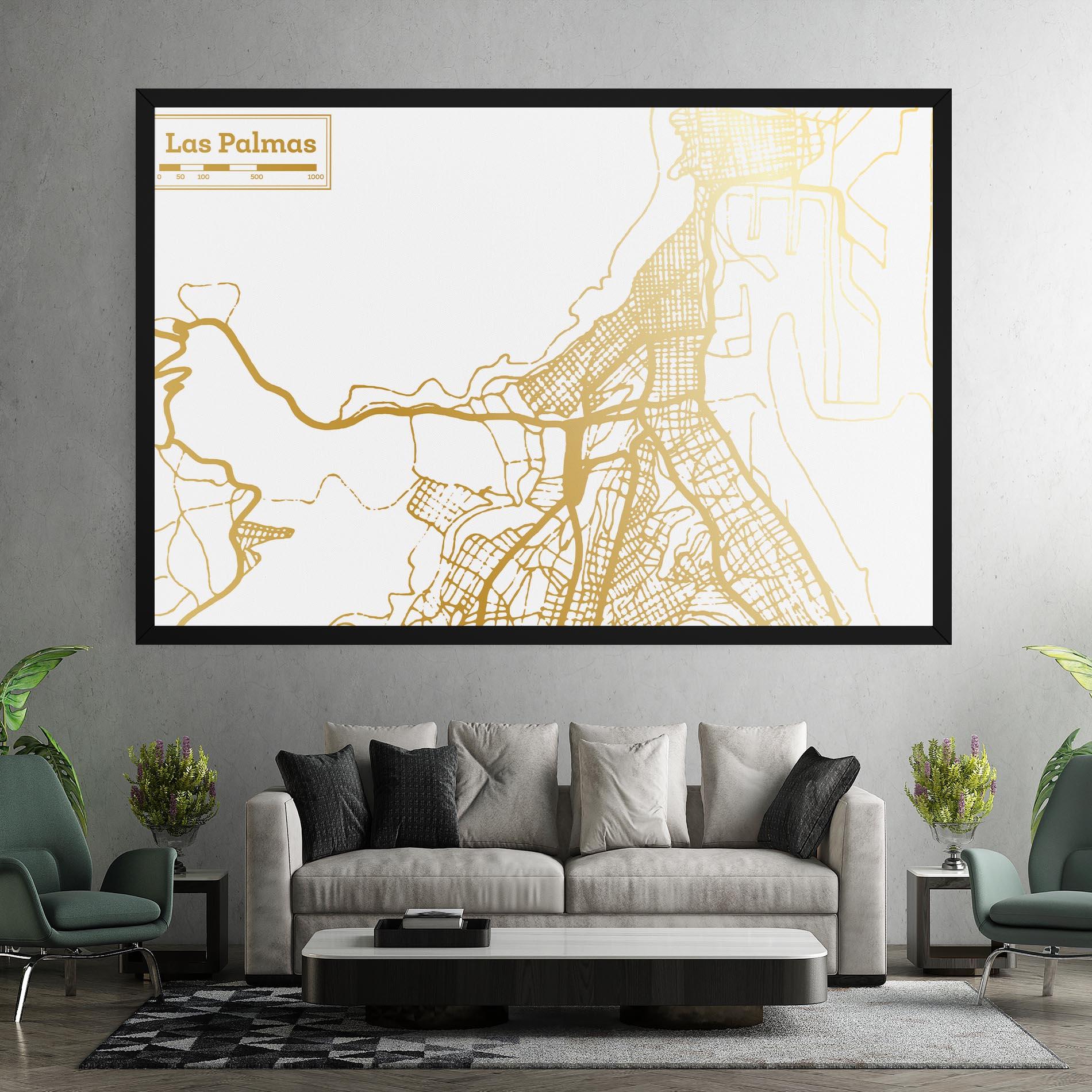 Vászonkép Las Palmas Gold Map mockup 7
