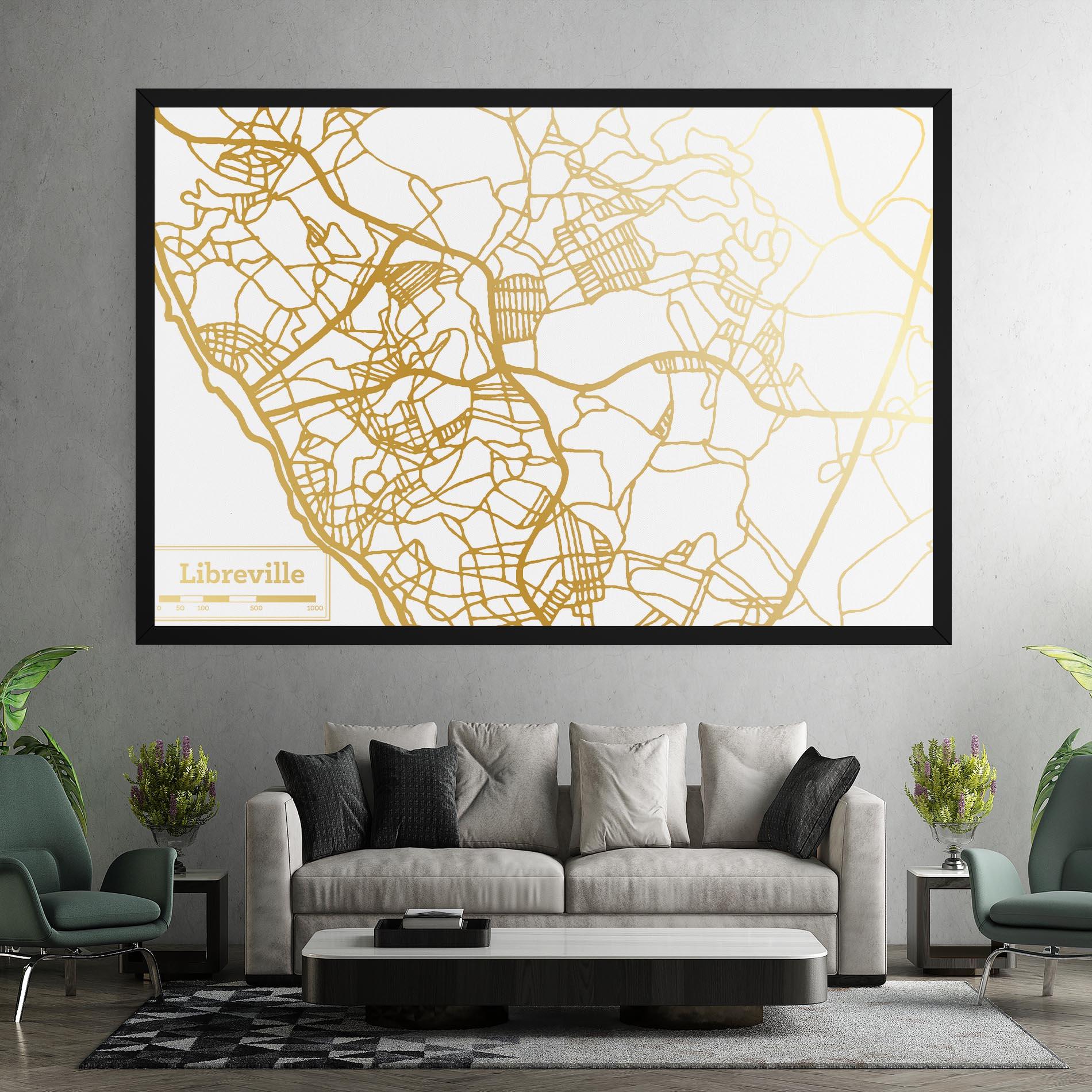 Vászonkép Libreville Gold Map mockup 7