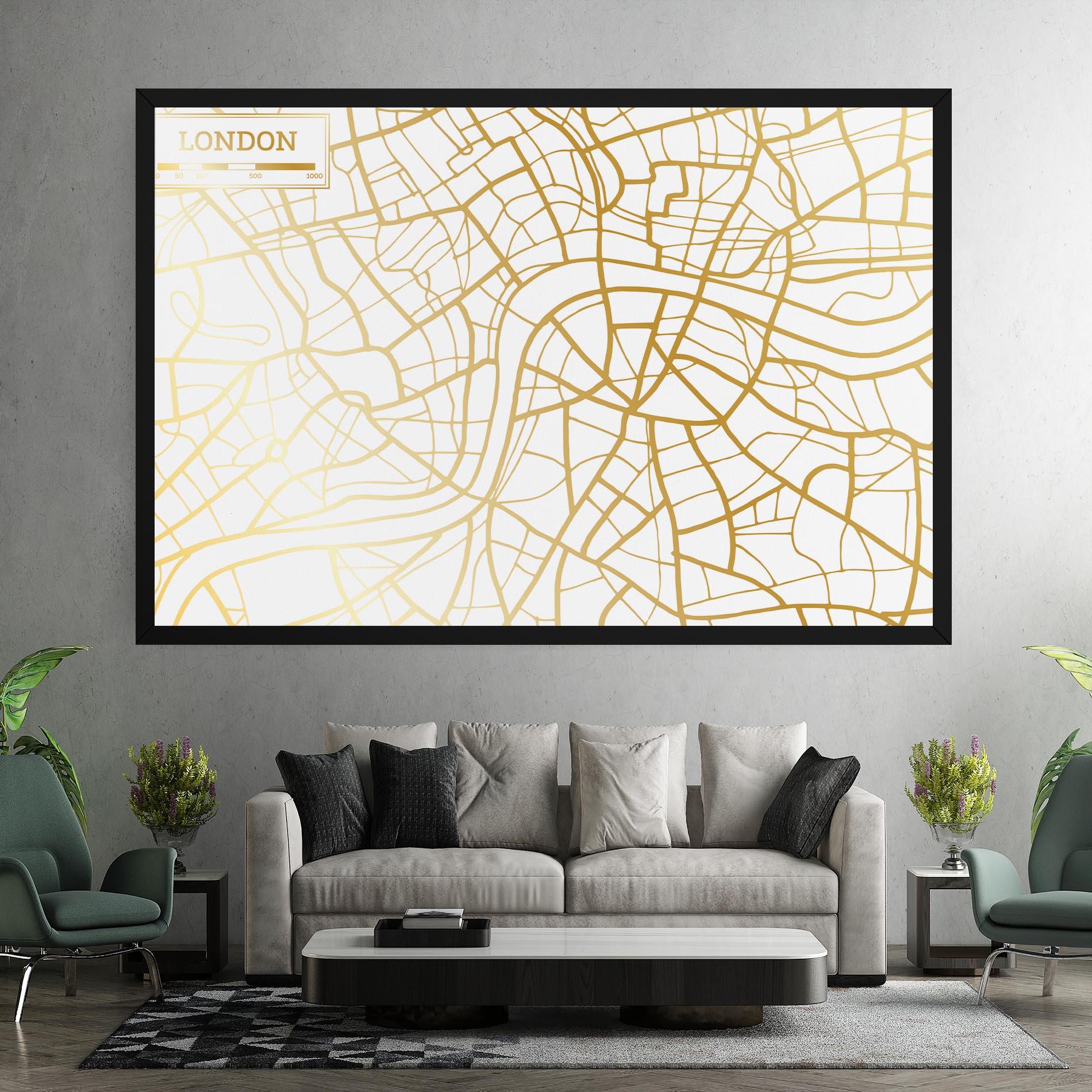 Vászonkép London Gold Map mockup 7
