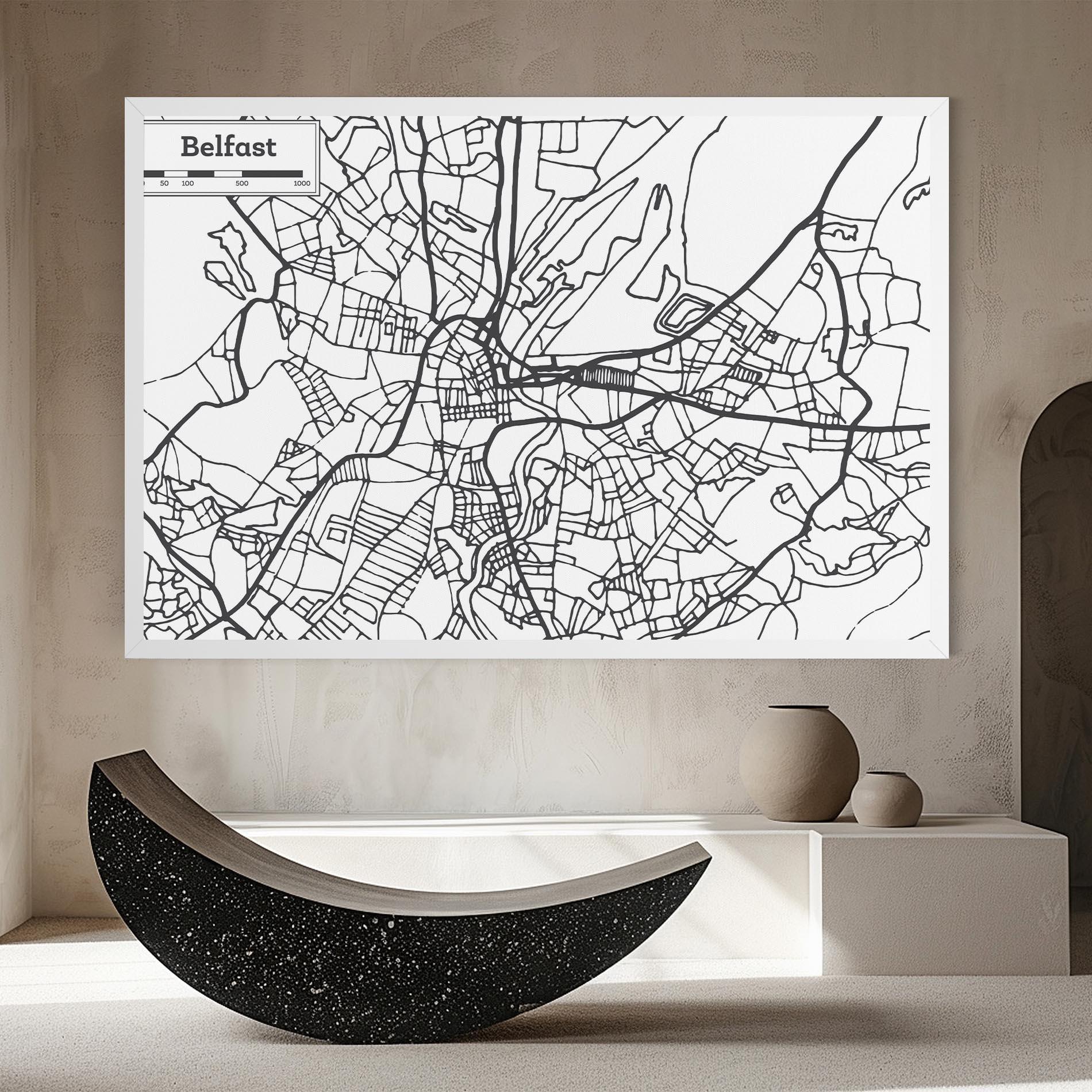 Vászonkép Belfast Map mockup 8