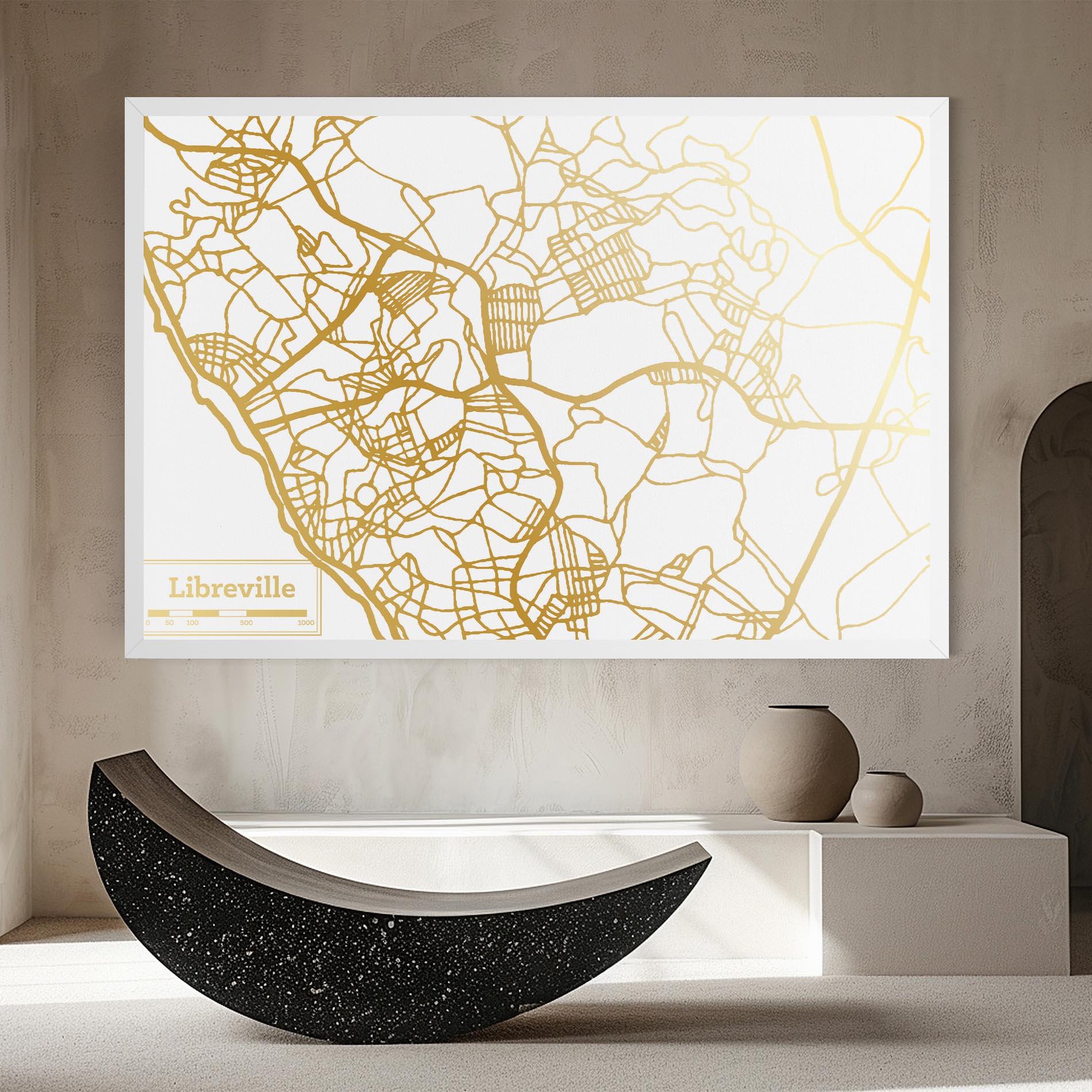 Vászonkép Libreville Gold Map mockup 8