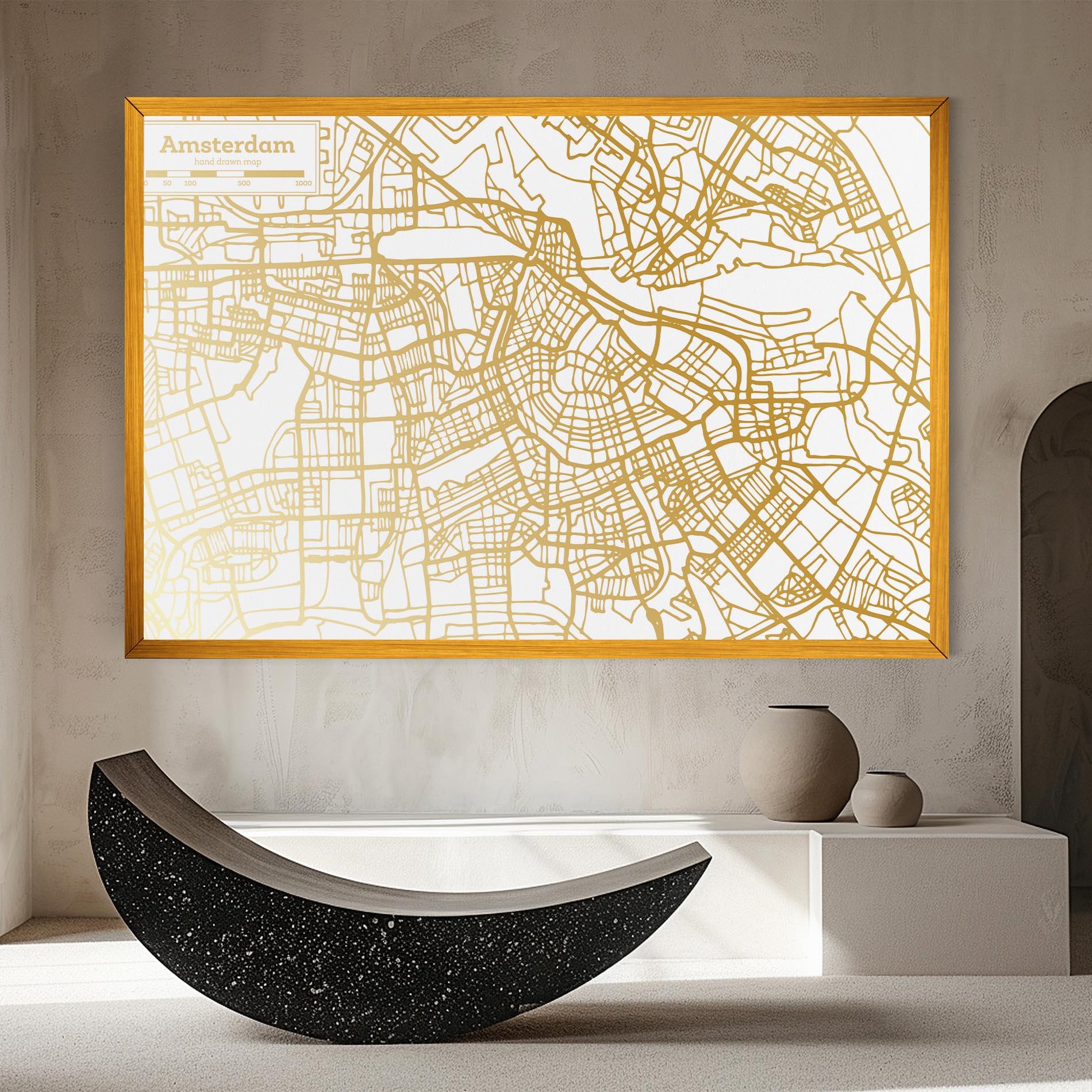Vászonkép Amsterdam Gold Map mockup 8