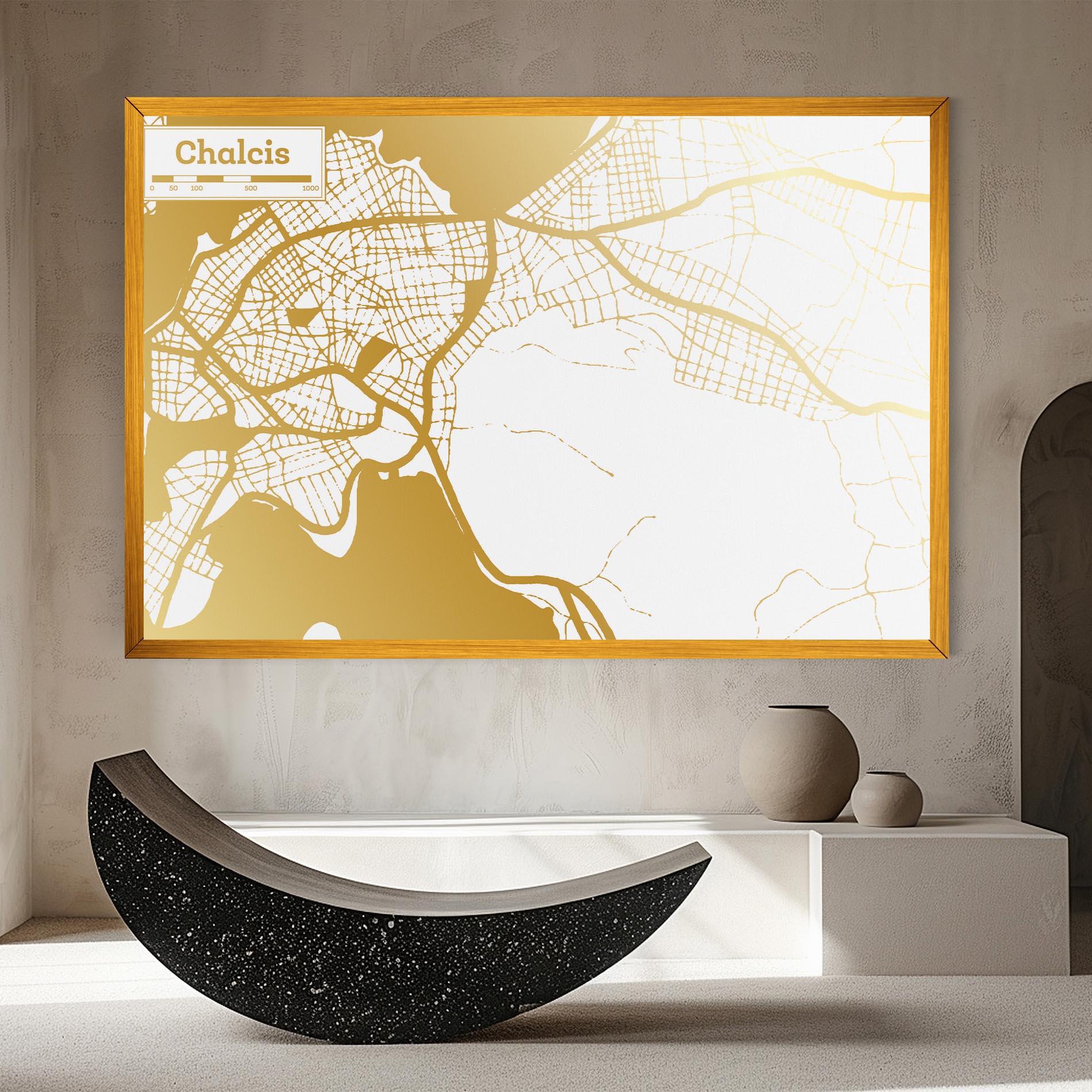 Vászonkép Chalcis Gold Map mockup 8