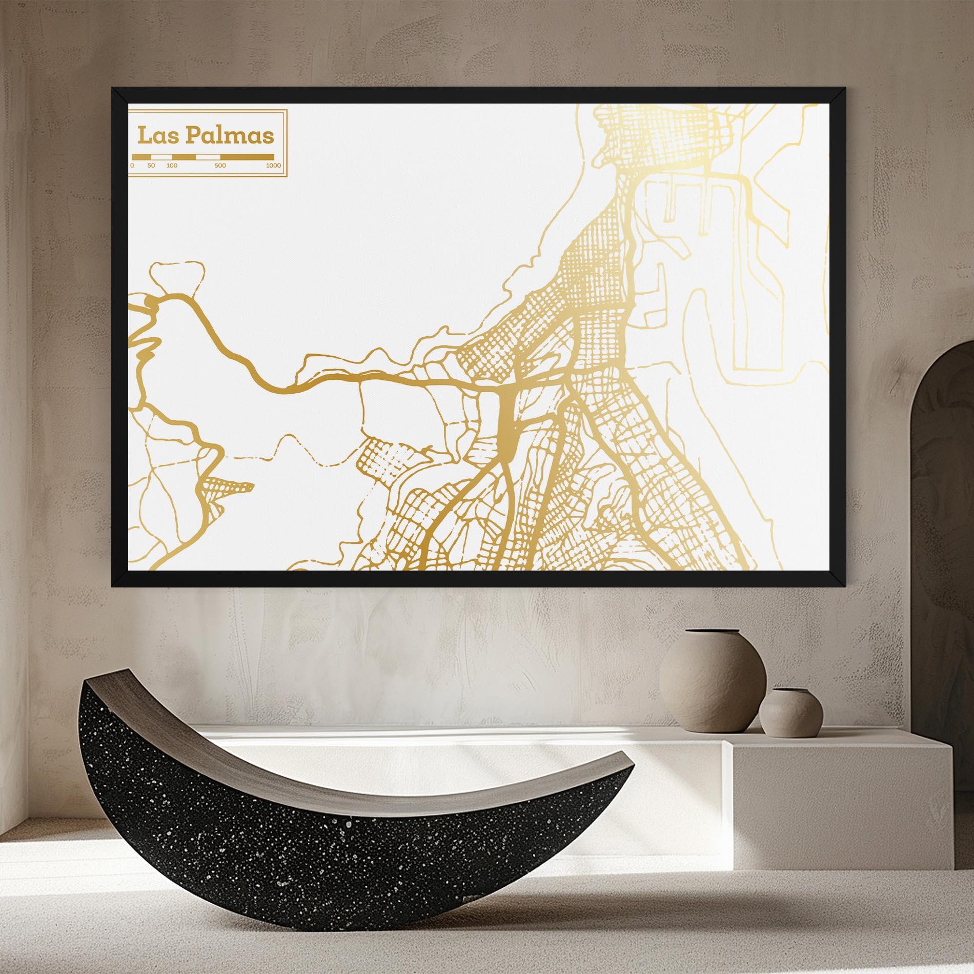 Vászonkép Las Palmas Gold Map mockup 8