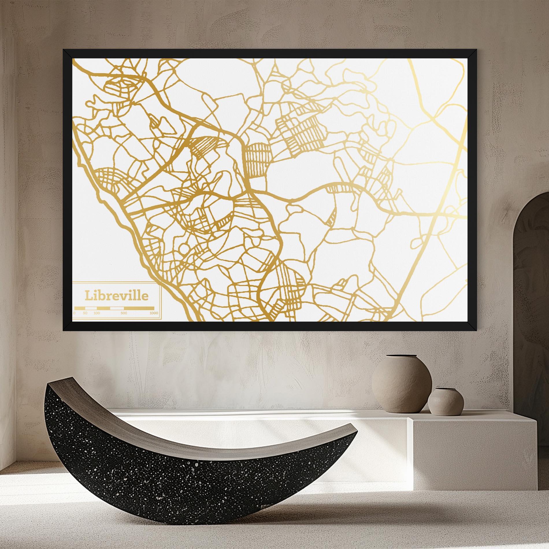 Vászonkép Libreville Gold Map mockup 8