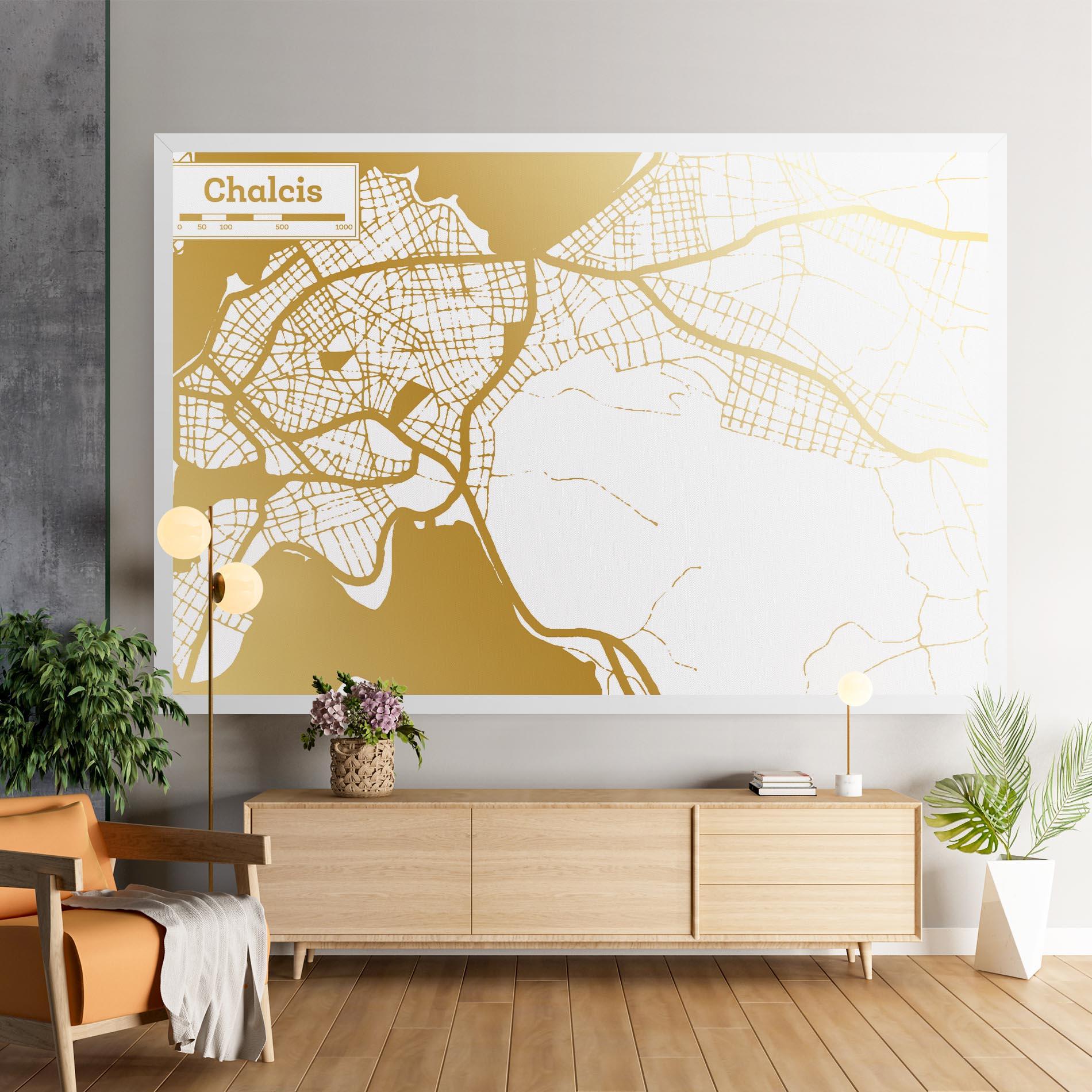 Vászonkép Chalcis Gold Map mockup 9