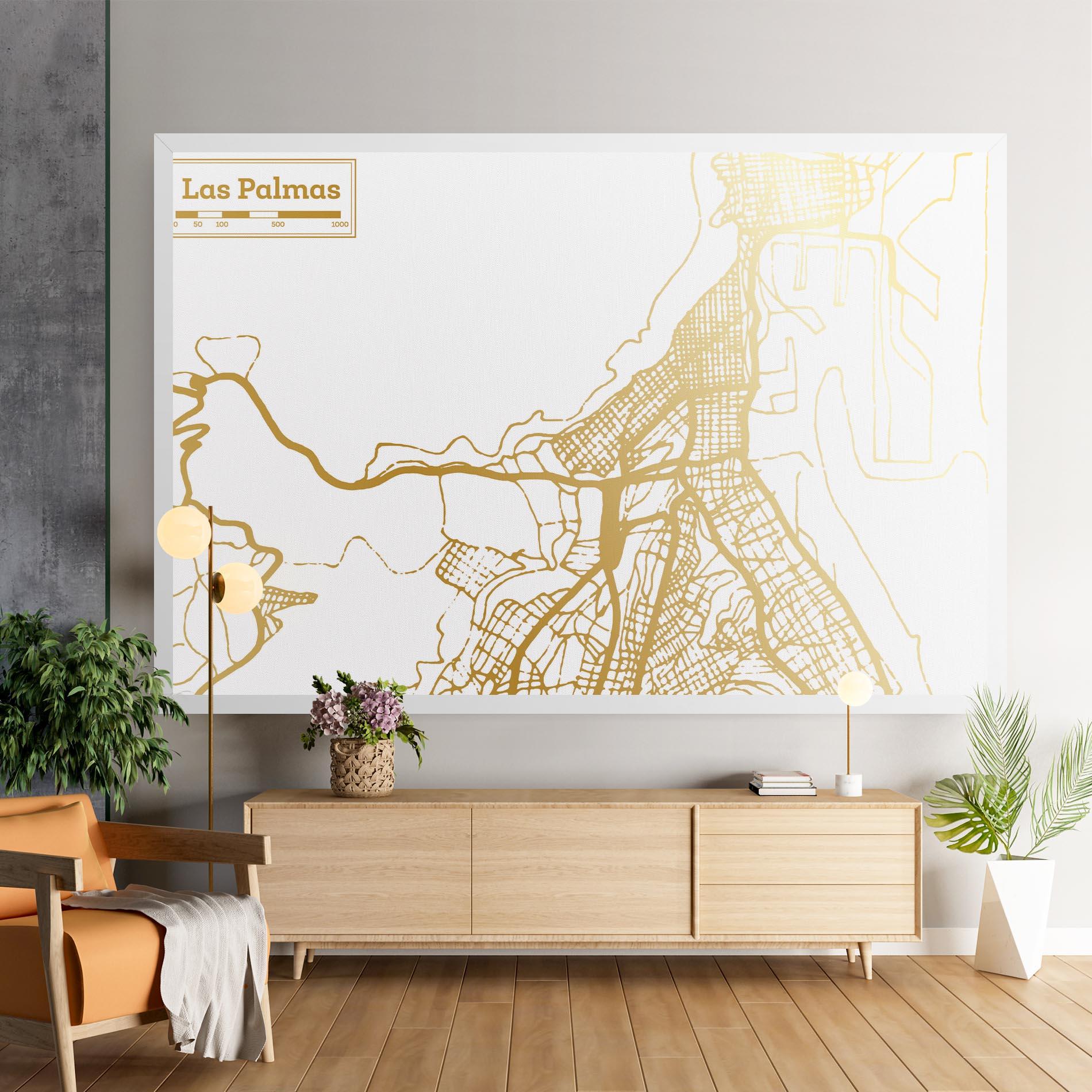 Vászonkép Las Palmas Gold Map mockup 9
