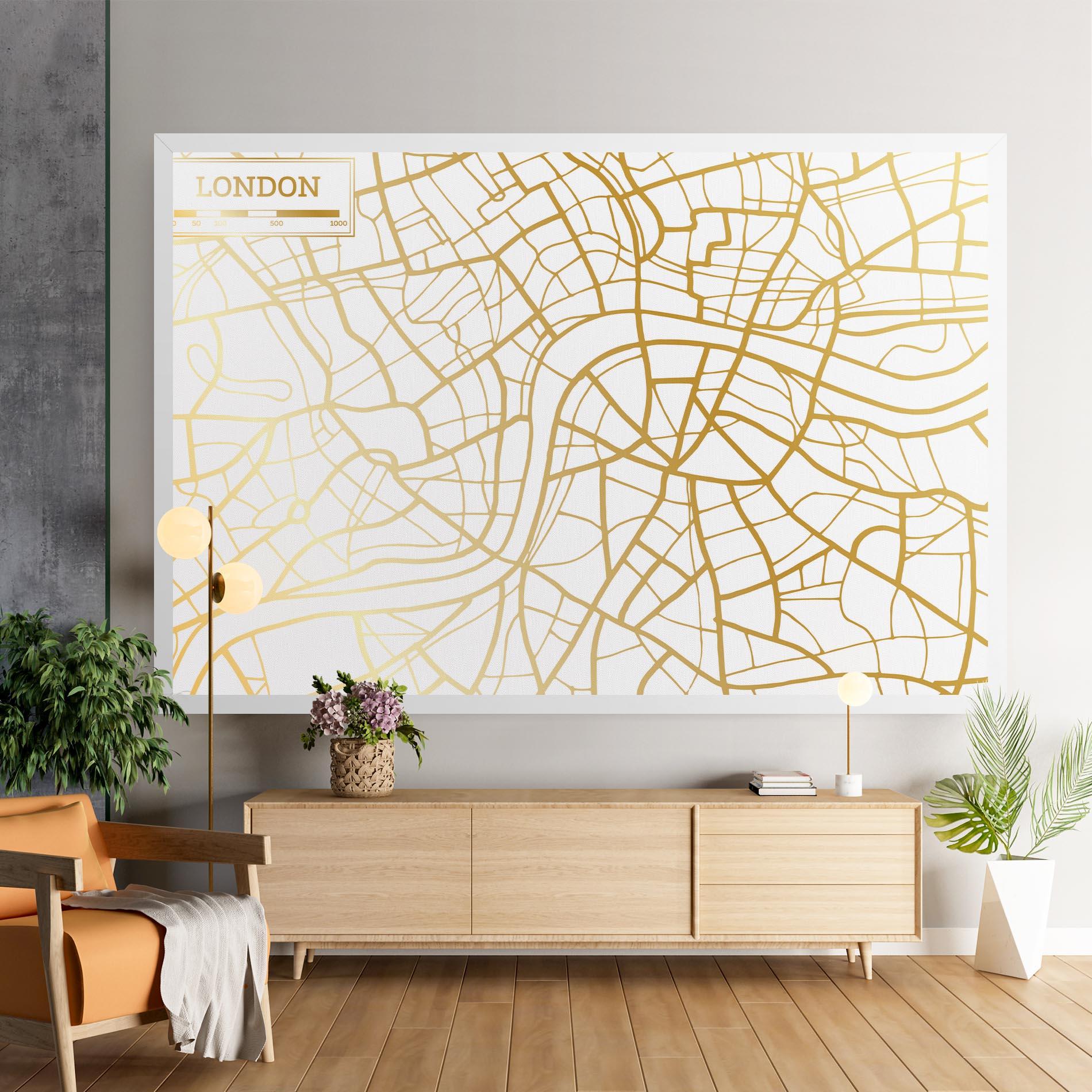 Vászonkép London Gold Map mockup 9