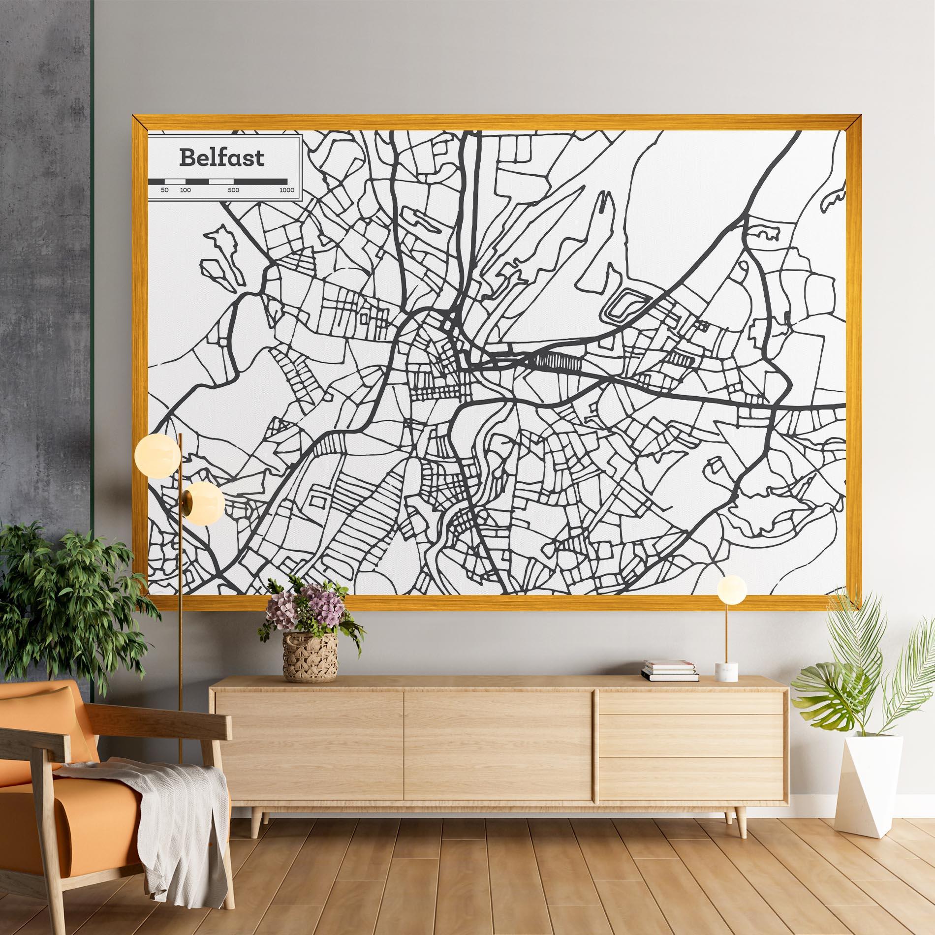 Vászonkép Belfast Map mockup 9