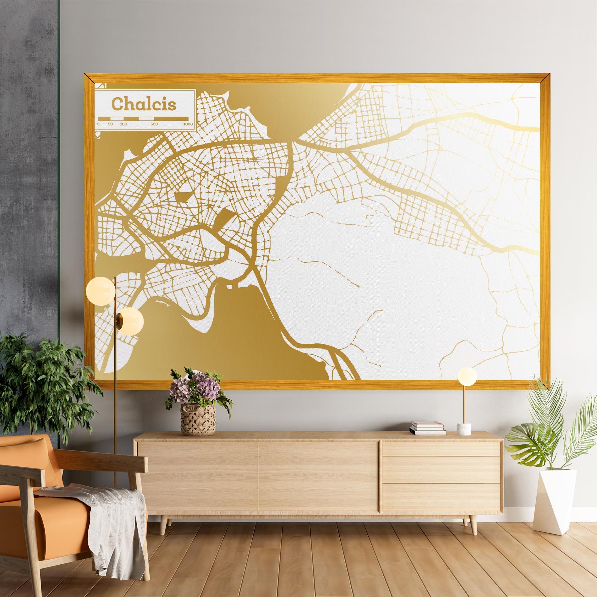 Vászonkép Chalcis Gold Map mockup 9
