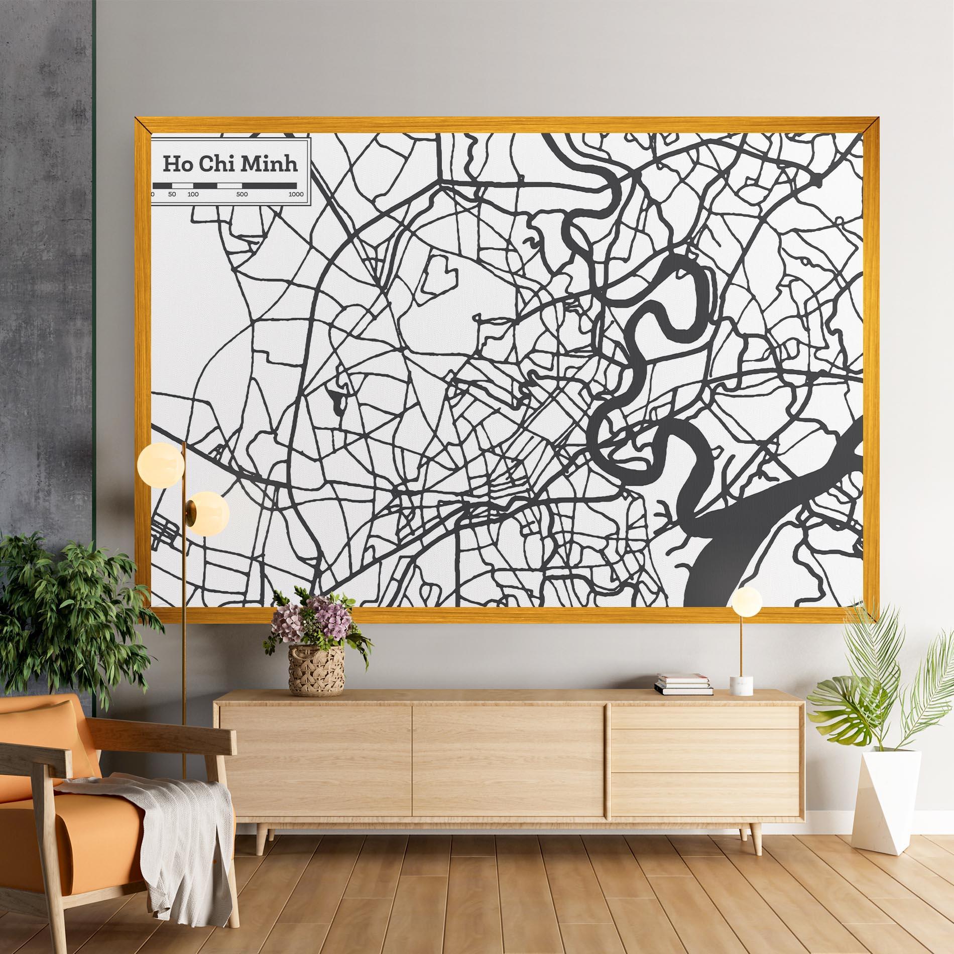 Vászonkép Ho Chi Minh Map mockup 9