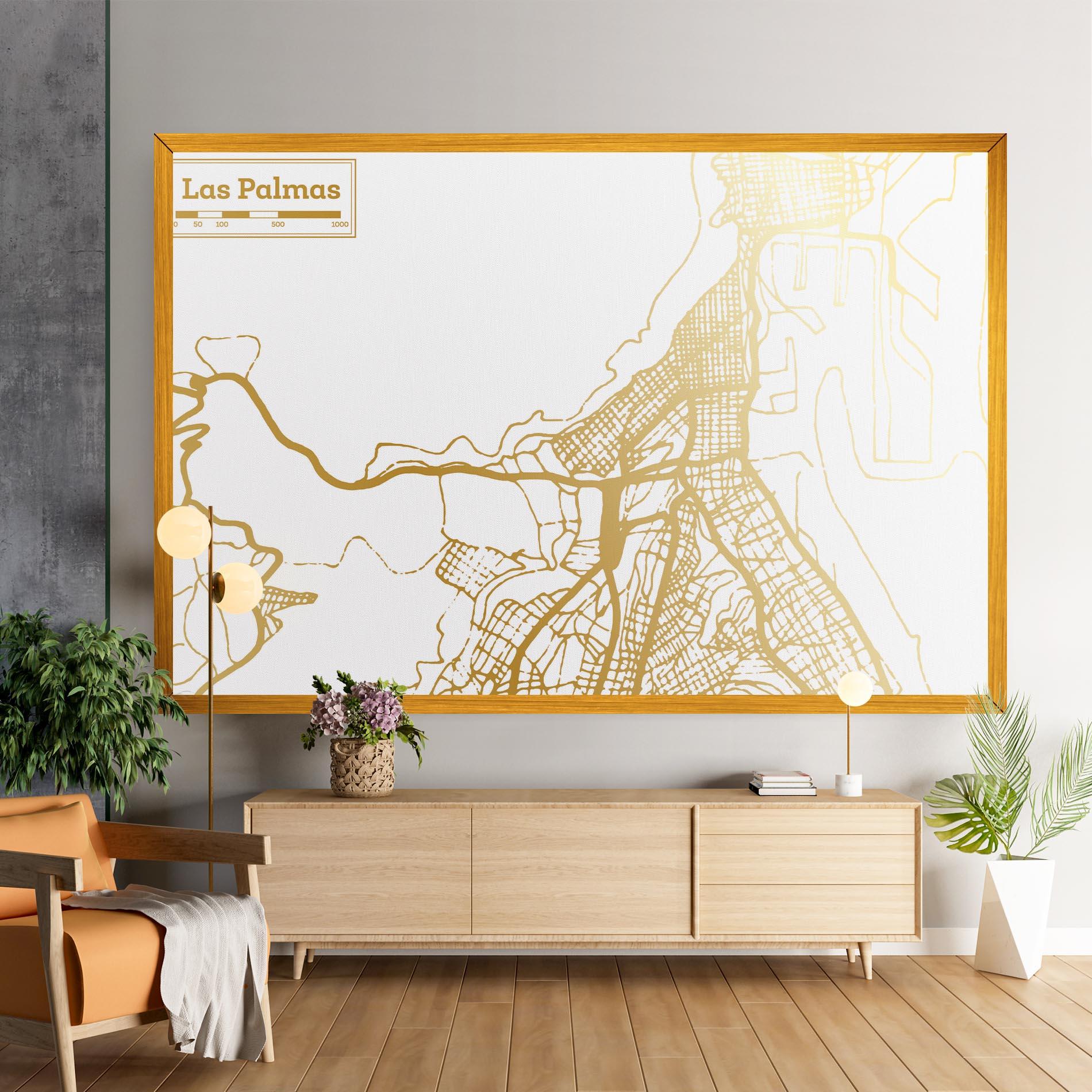 Vászonkép Las Palmas Gold Map mockup 9