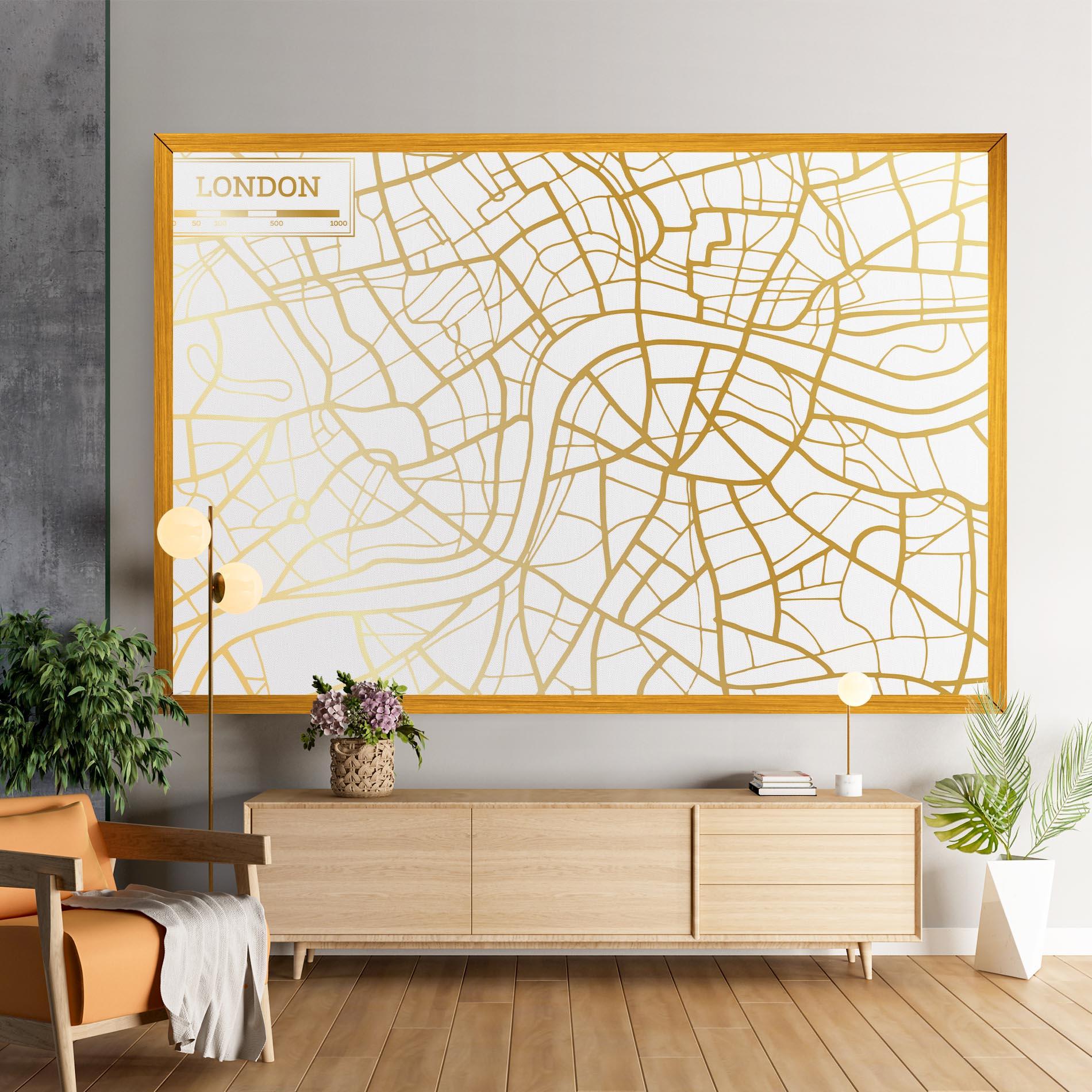 Vászonkép London Gold Map mockup 9