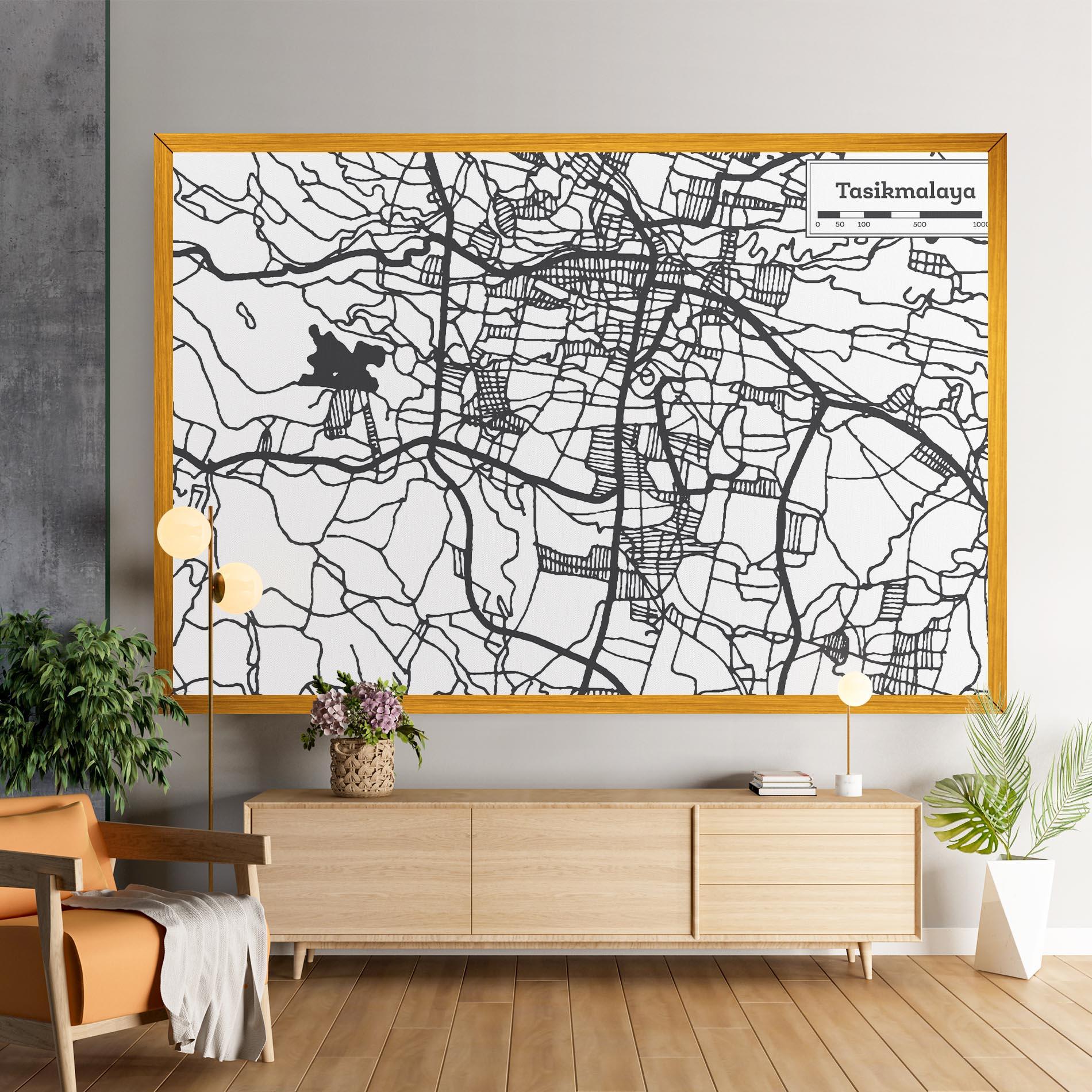 Vászonkép Tasikmalaya Map mockup 9