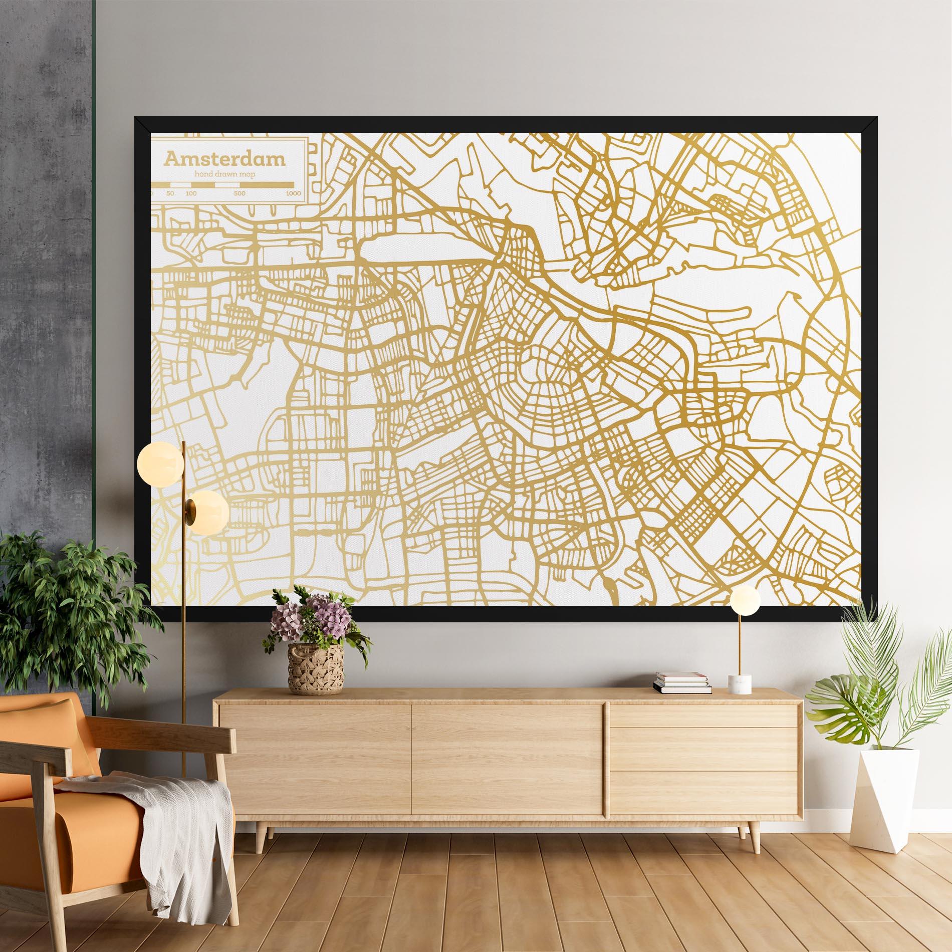Vászonkép Amsterdam Gold Map mockup 9