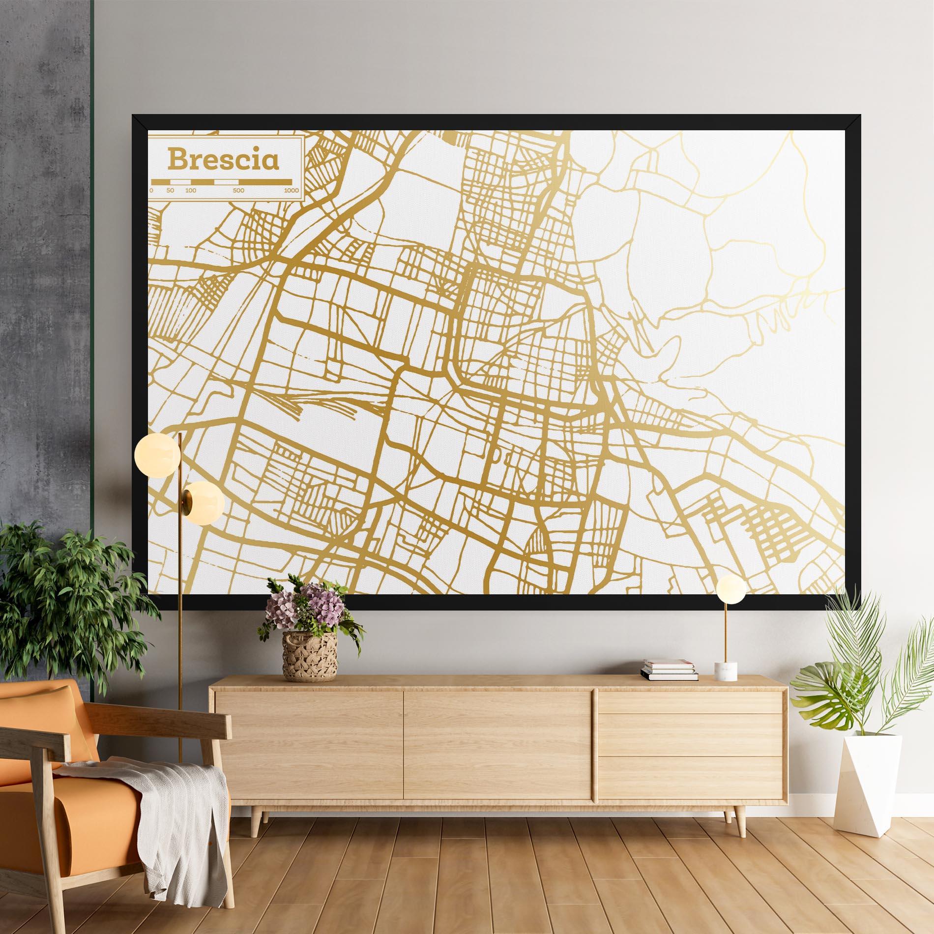 Vászonkép Brescia Gold Map mockup 9