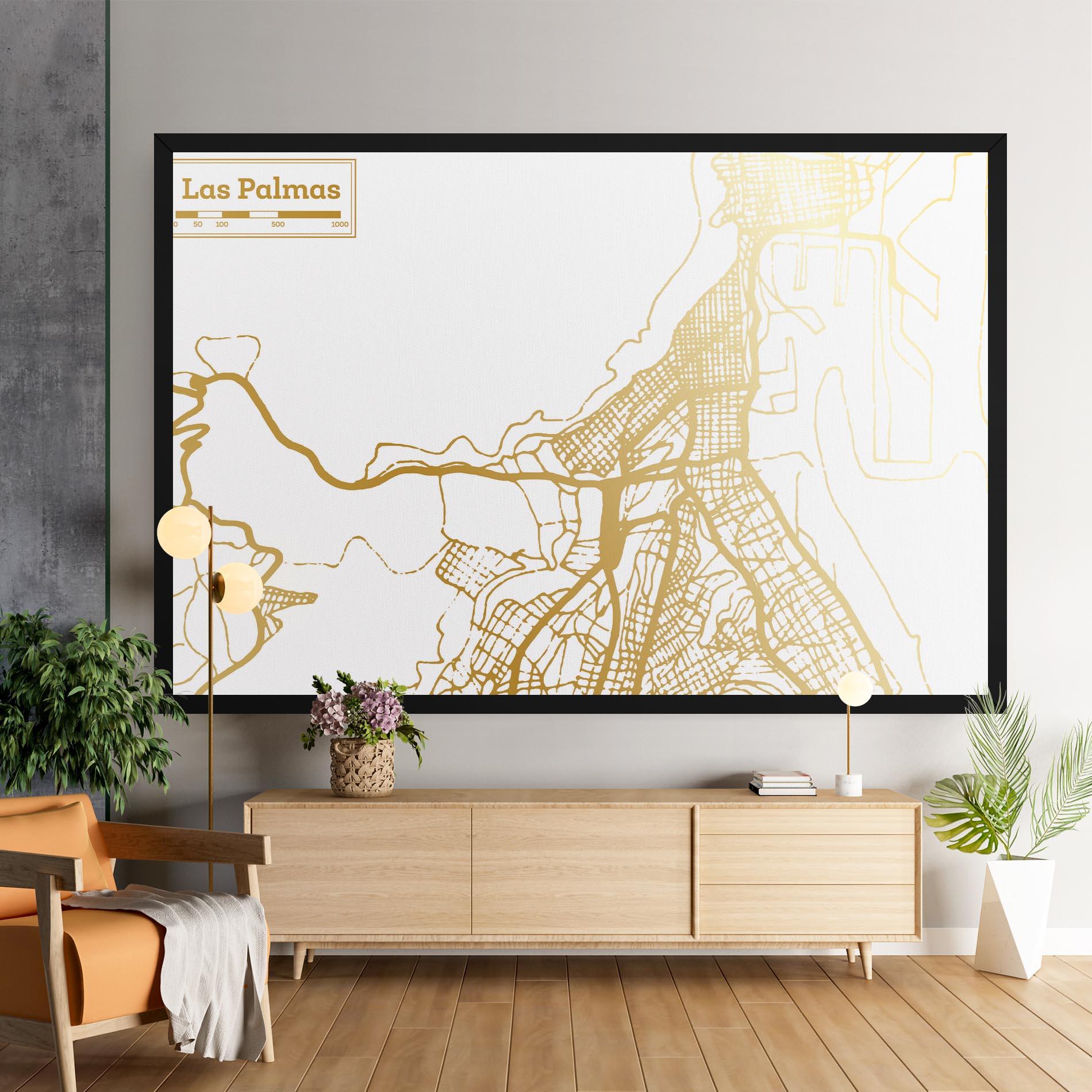 Vászonkép Las Palmas Gold Map mockup 9