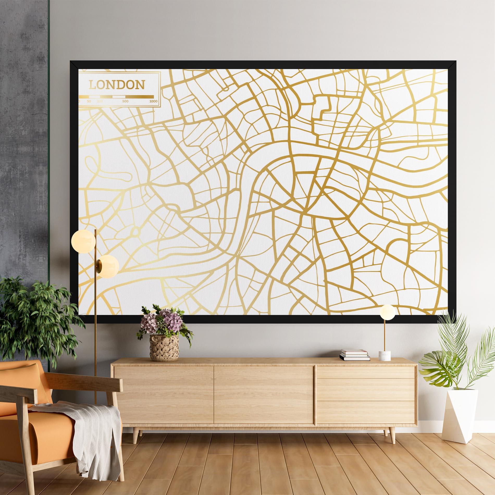 Vászonkép London Gold Map mockup 9