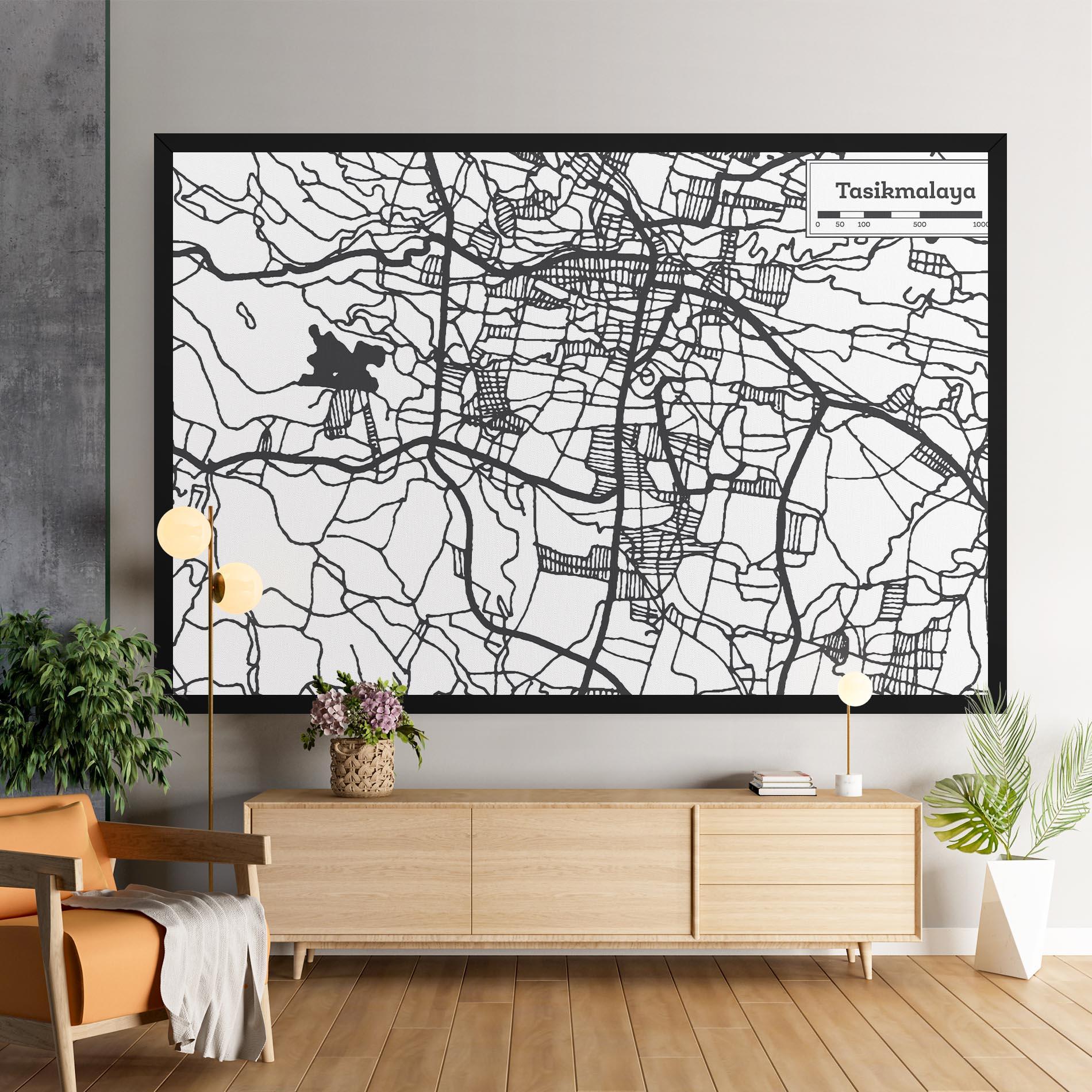 Vászonkép Tasikmalaya Map mockup 9